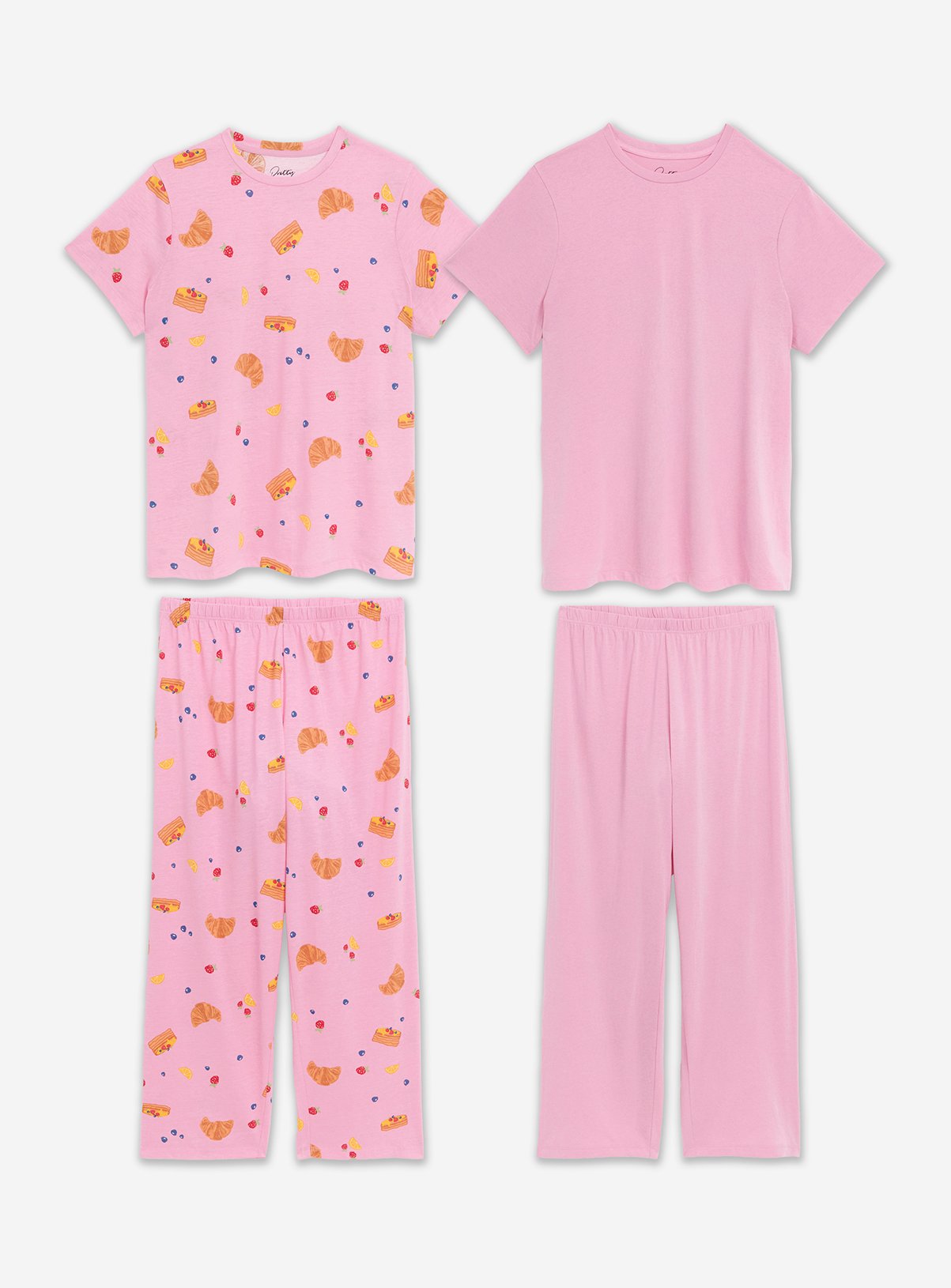 SIMPLY BE Value 2 Pack Breakfast Print Pyjamas 8-10 - Image 5 thumbnail