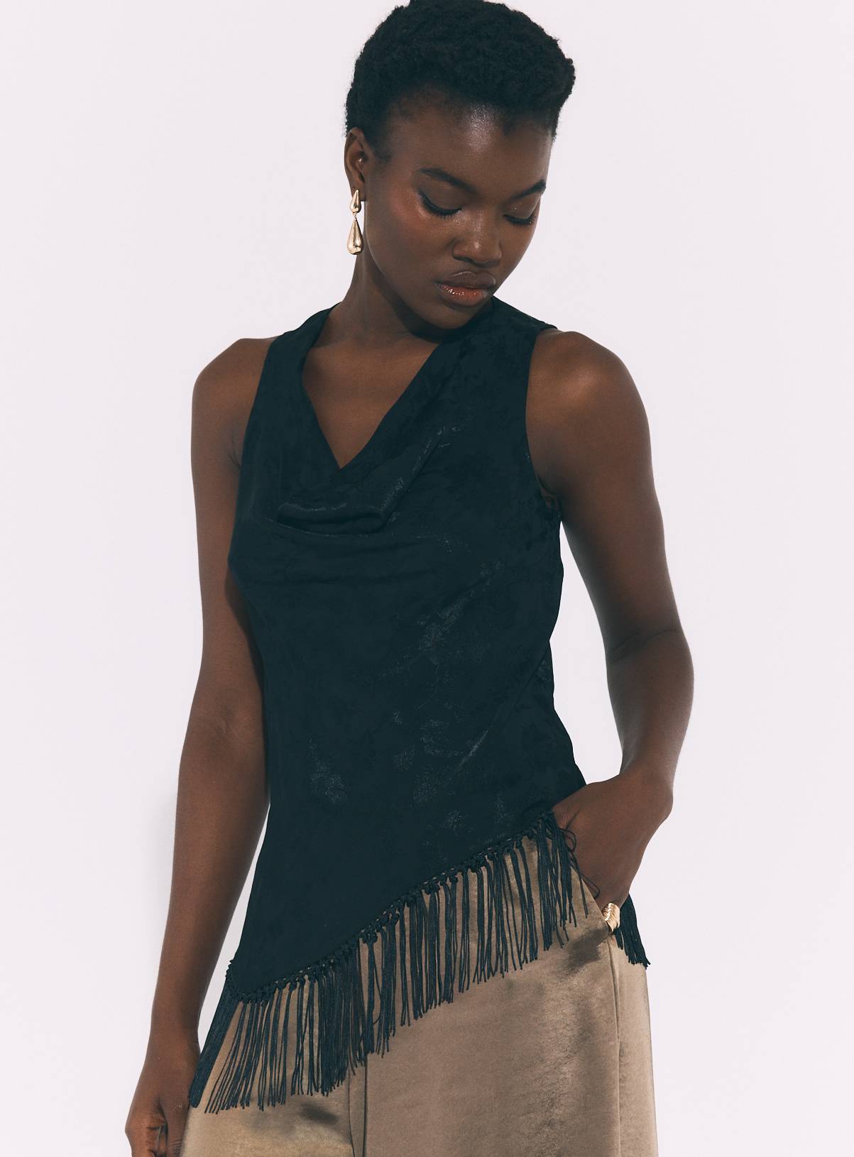 Jacquard Fringe Asymmetric Top 6 - Image 1