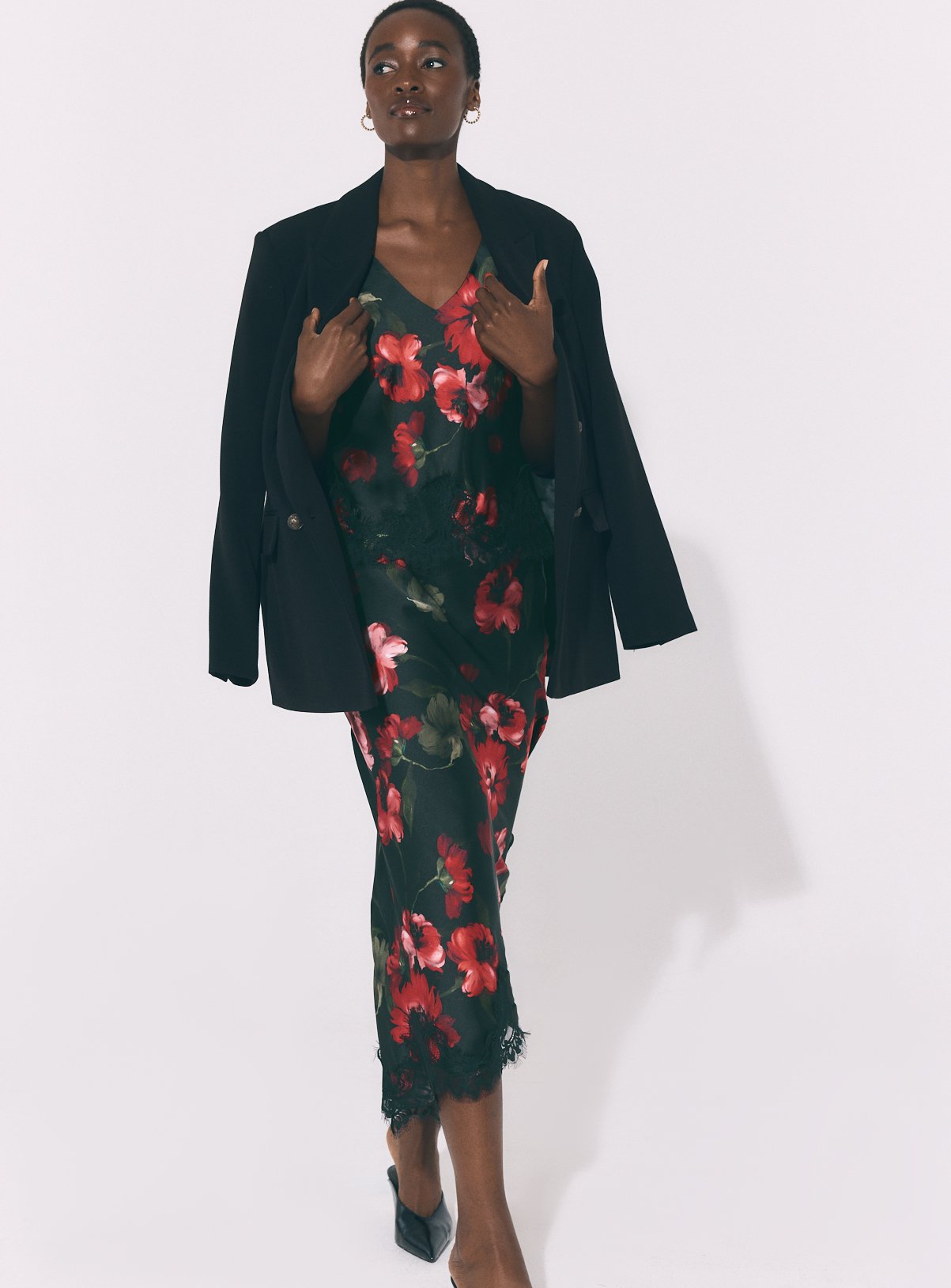 Red Floral Cowl Neck Top Co-Ord 6 - Image 2 thumbnail