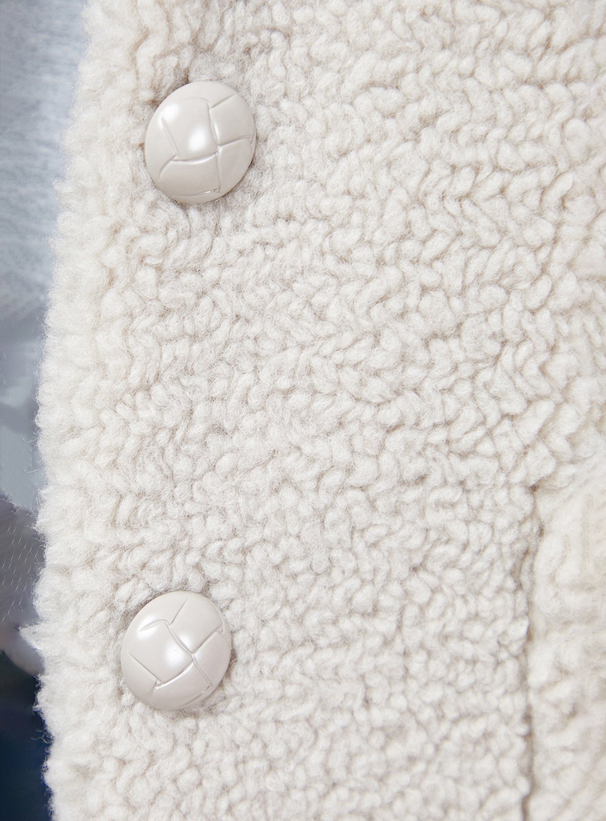 OASIS Teddy Shearling Button Through Short Jacket Stone 16 - Image 5 thumbnail