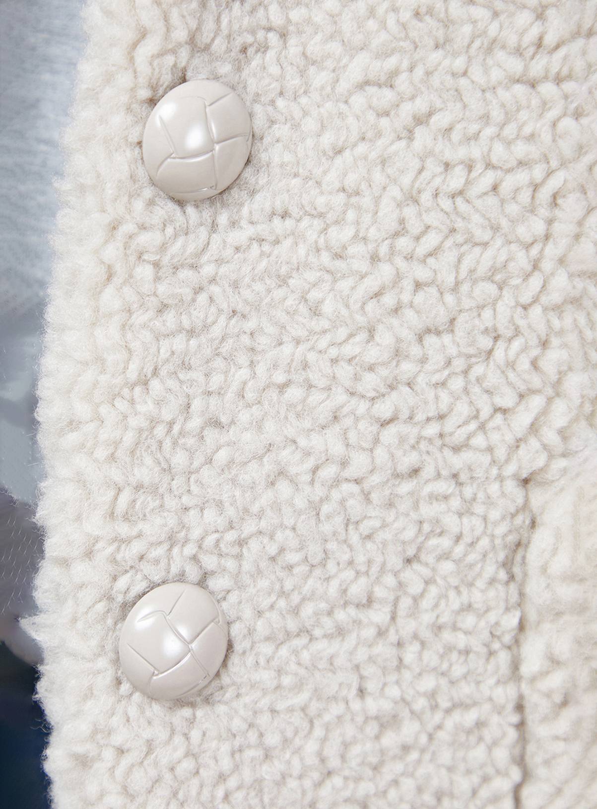 OASIS Teddy Shearling Button Through Short Jacket Stone 16 - Image 5