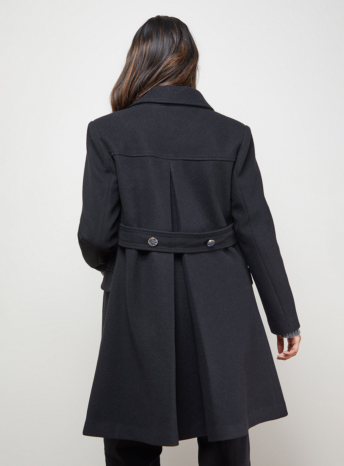 OASIS Faux Wool Button Through Dolly Coat Black 18 - Image 3 thumbnail