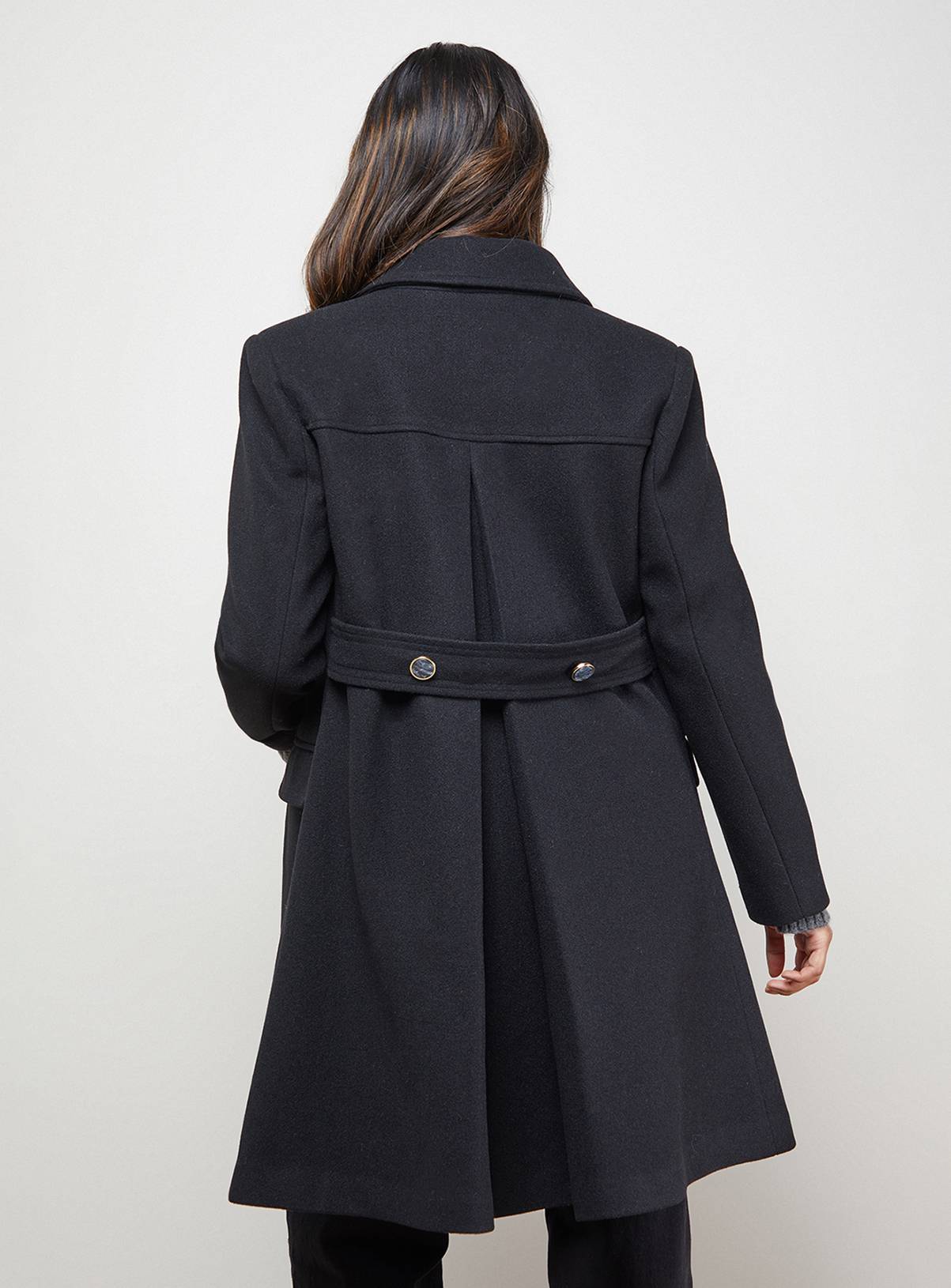 OASIS Faux Wool Button Through Dolly Coat Black 18 - Image 3