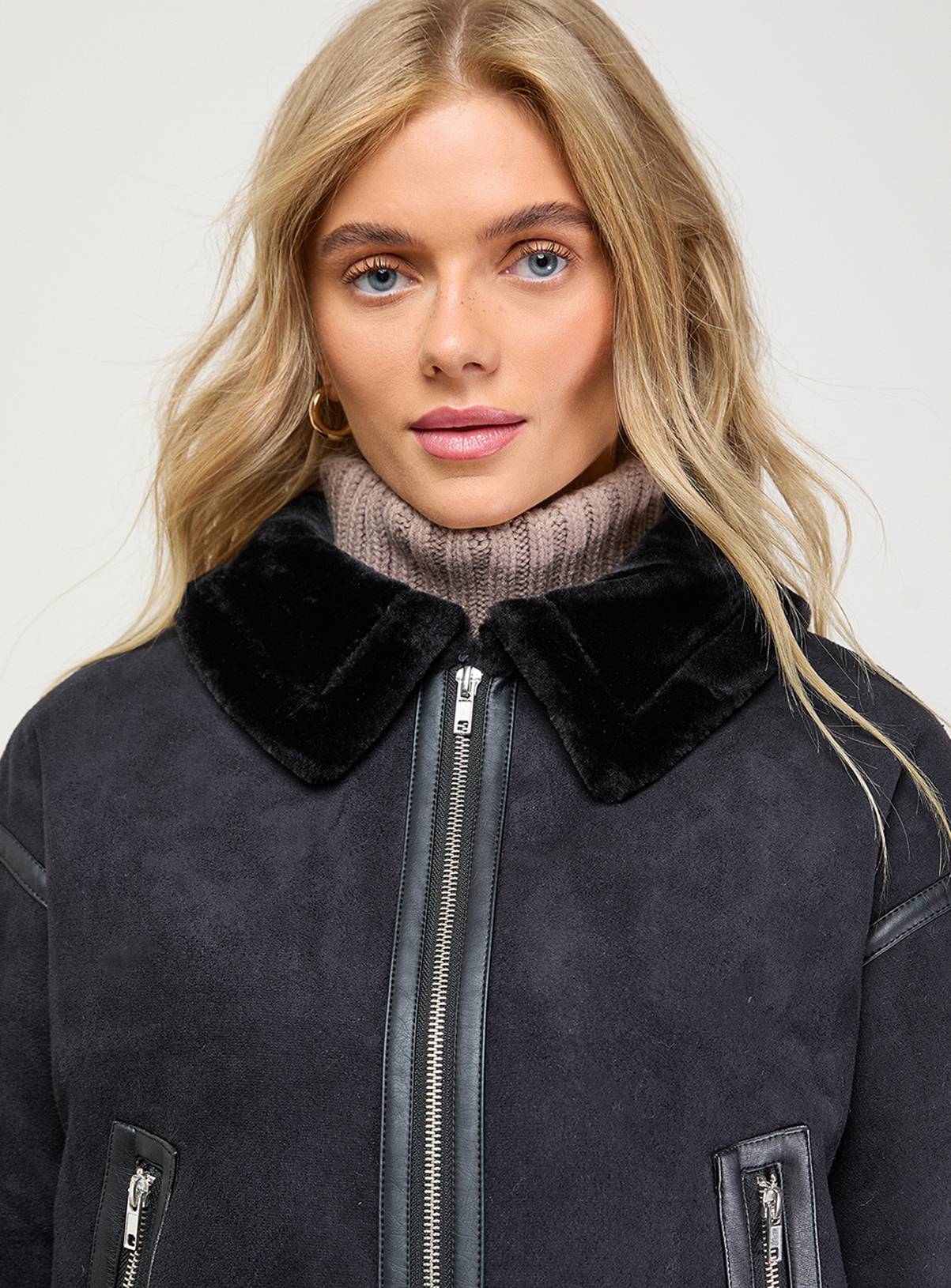 OASIS Zip Through Faux Leather Short Aviator Jacket 18 - Image 5