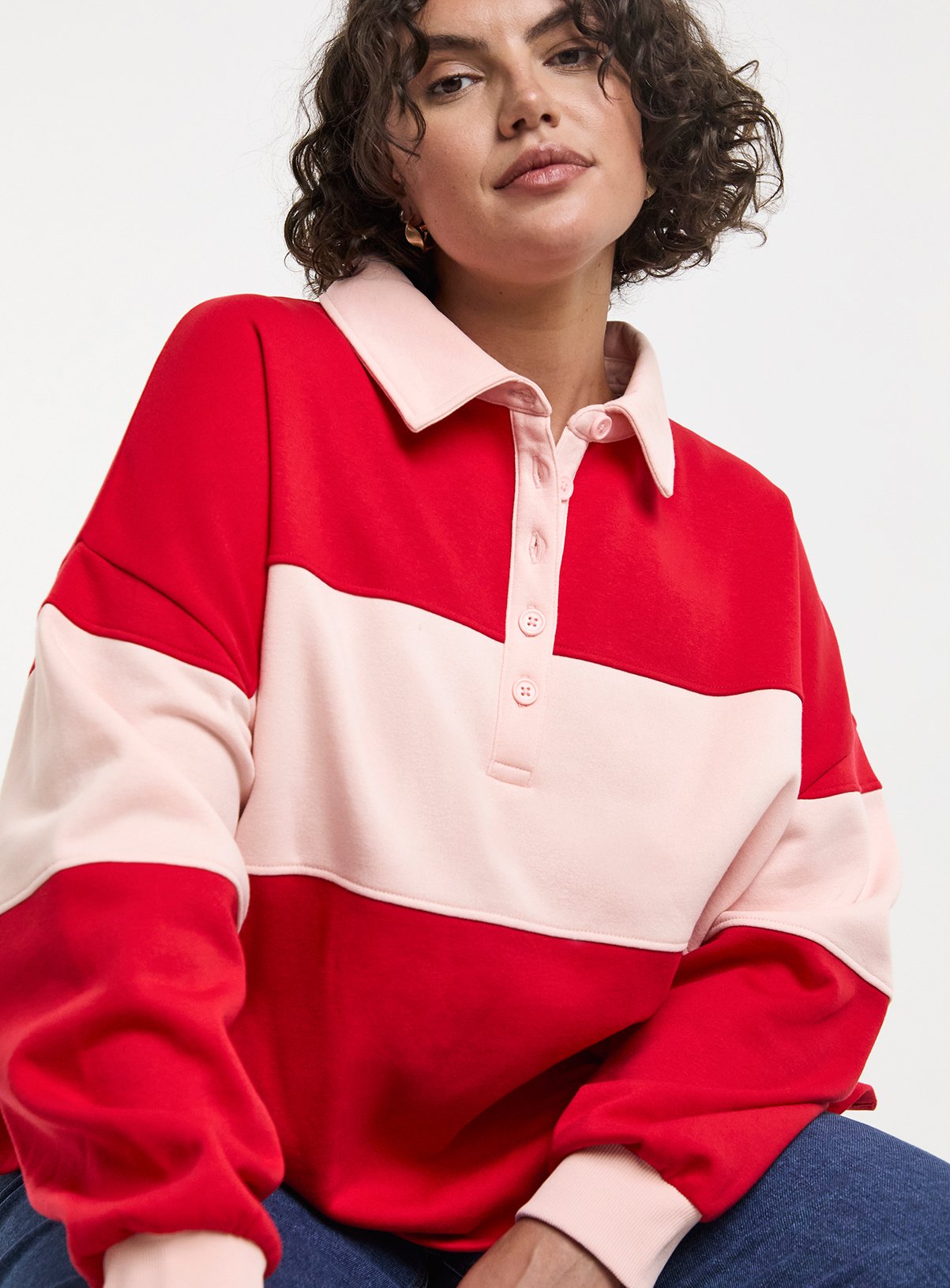 SIMPLY BE Polo Sweat with Stripe Panel 16 - Image 1 thumbnail