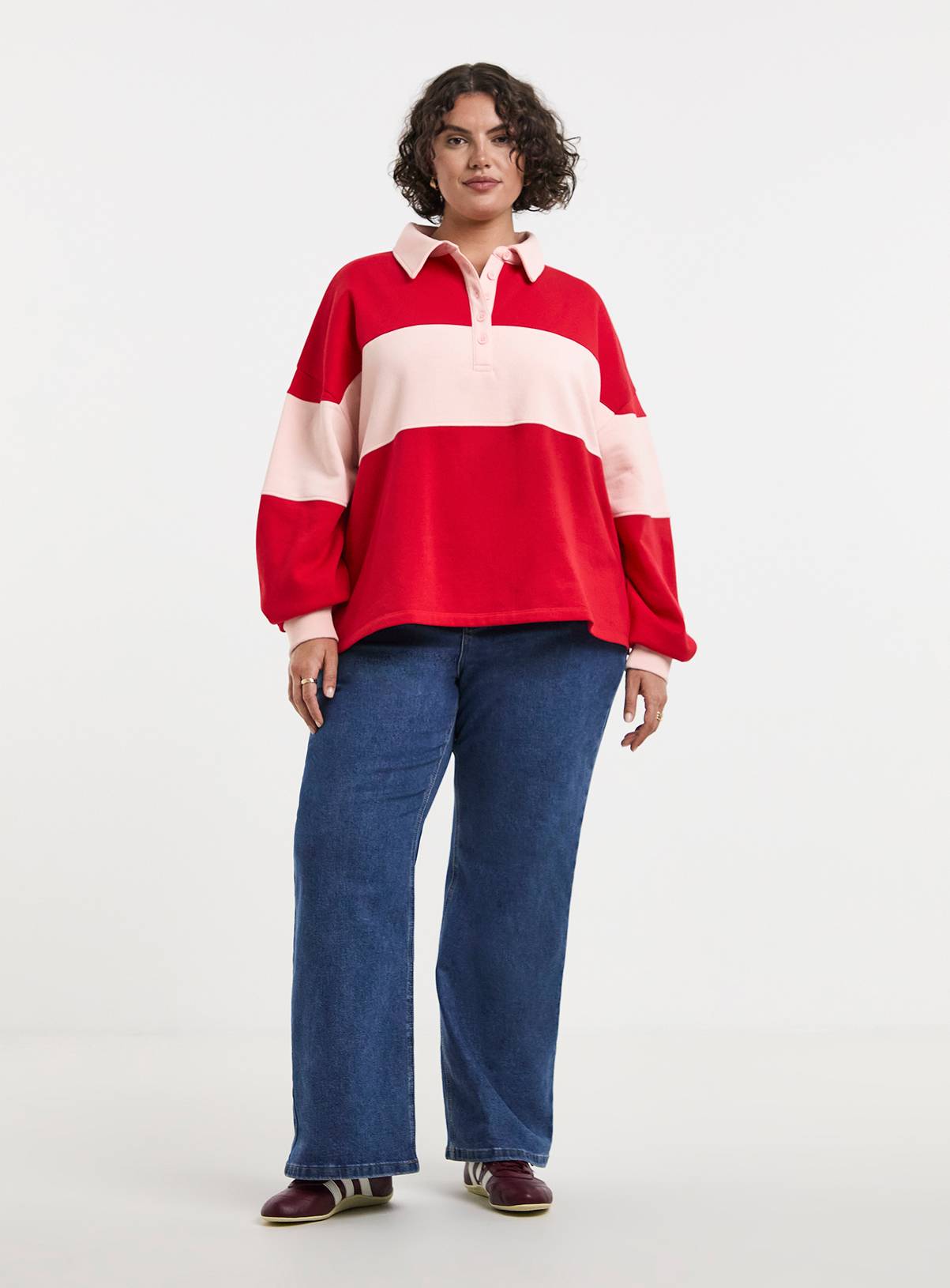SIMPLY BE Polo Sweat with Stripe Panel 16 - Image 3