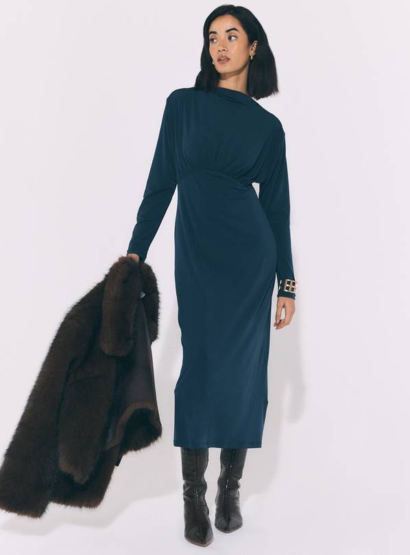 Ruched Long Sleeve Jersey Dress 10