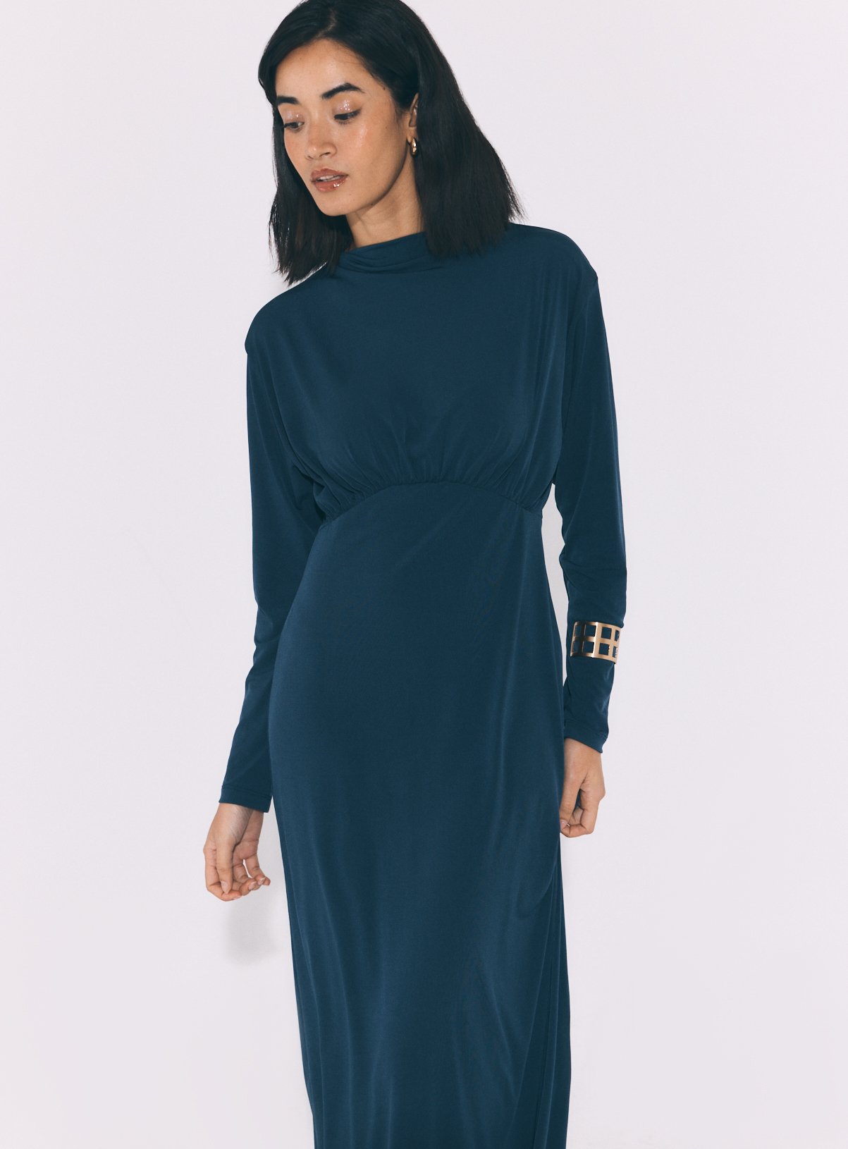 Ruched Long Sleeve Jersey Dress 12 - Image 2 thumbnail