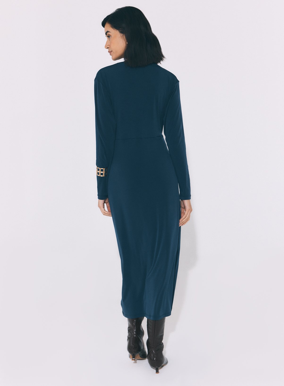 Ruched Long Sleeve Jersey Dress 12 - Image 4 thumbnail