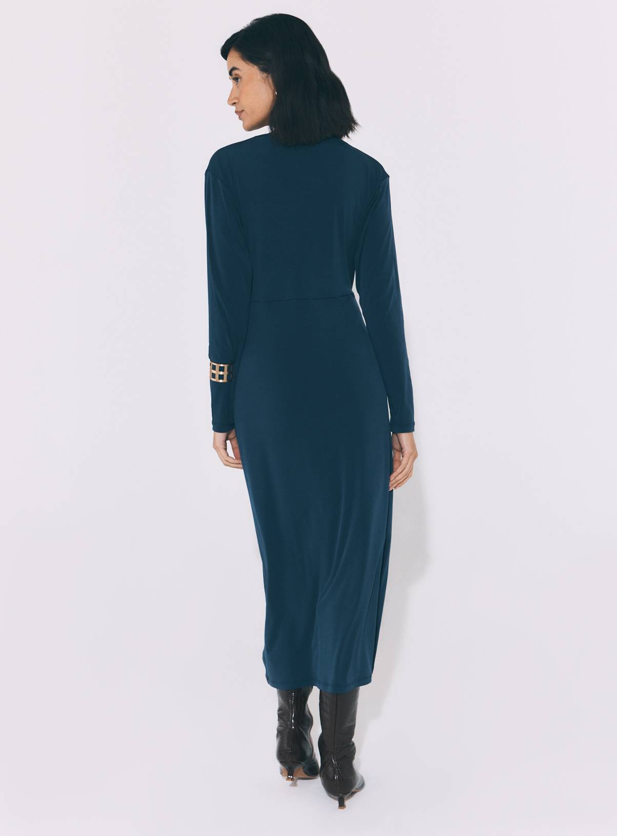 Ruched Long Sleeve Jersey Dress 12 - Image 4