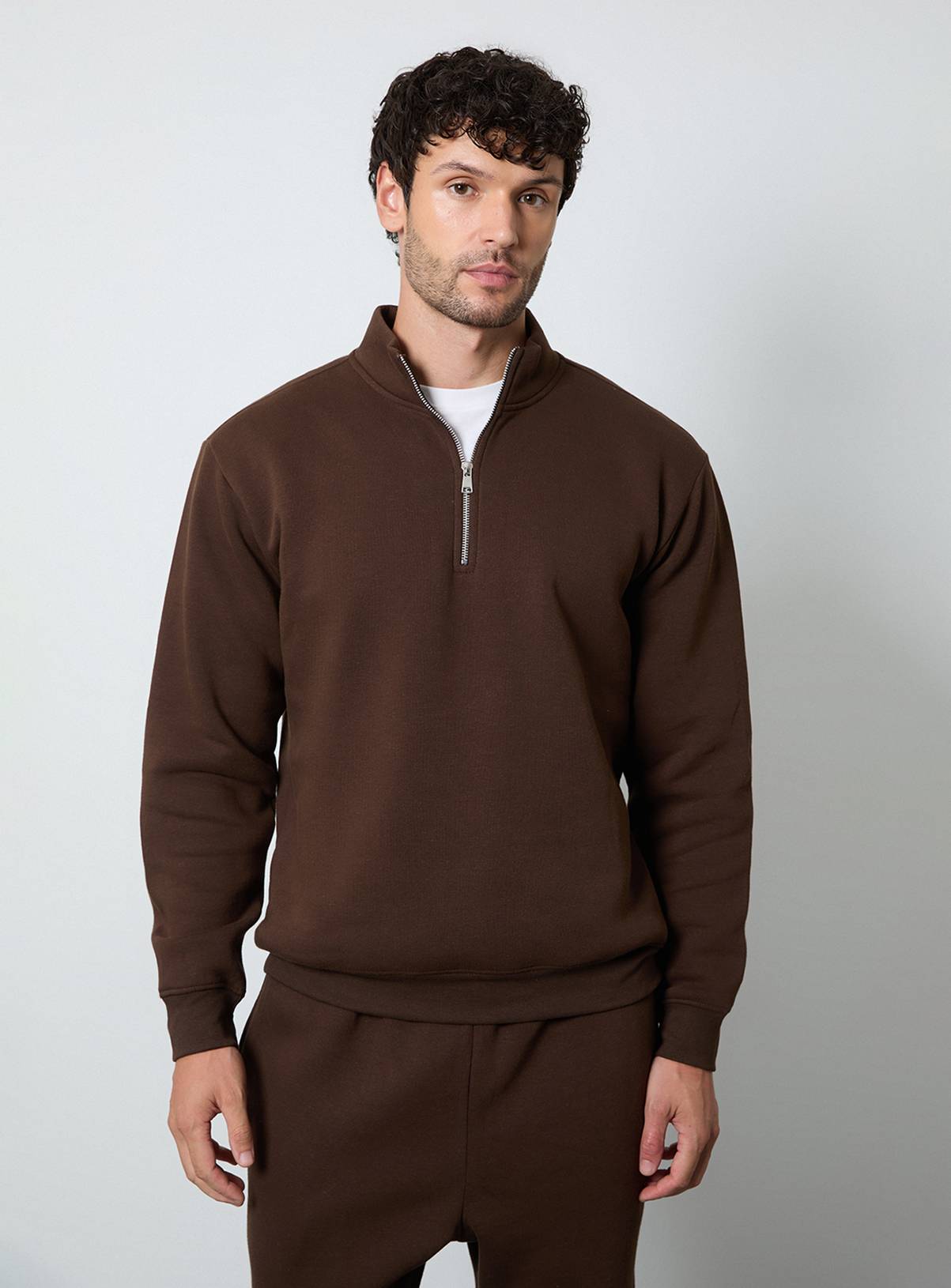 BURTON Brown Half Zip Jersey Sweatshirt L - Image 1