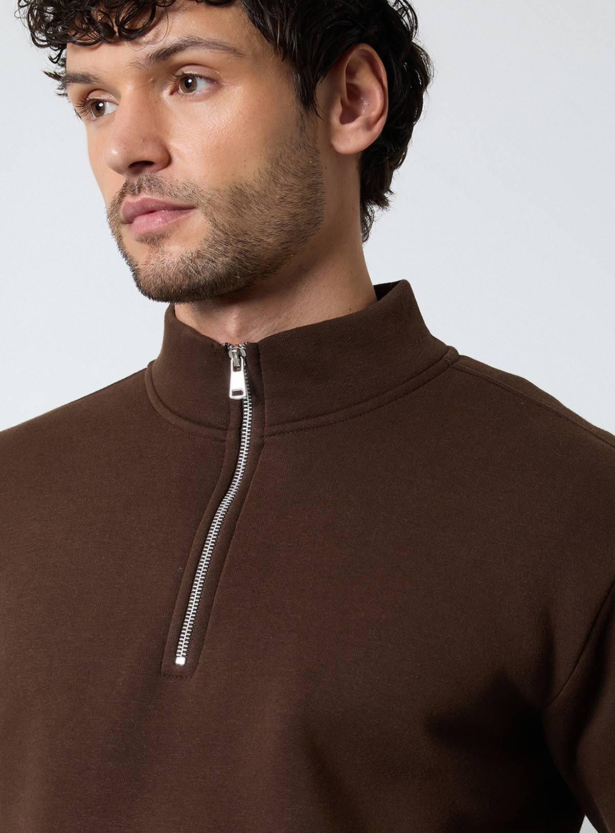 BURTON Brown Half Zip Jersey Sweatshirt L - Image 2