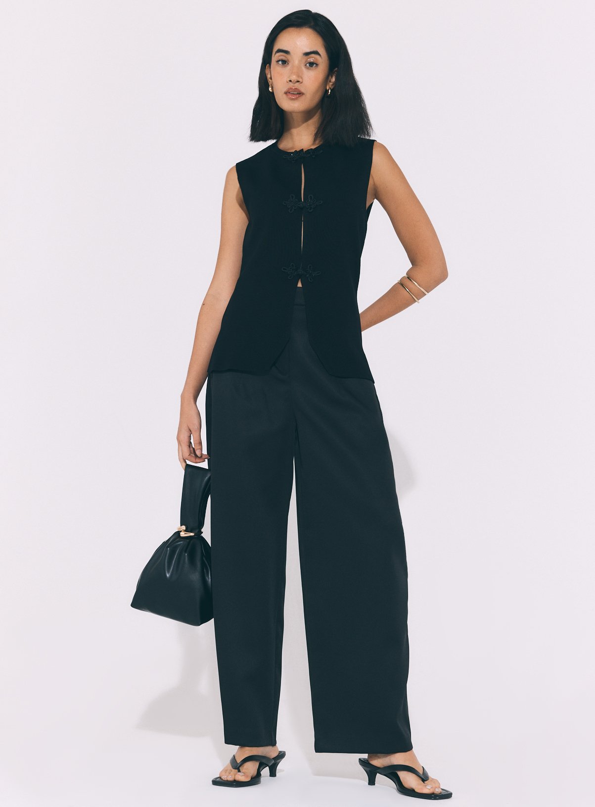 Black Frogging Trim Waistcoat L - Image 2 thumbnail