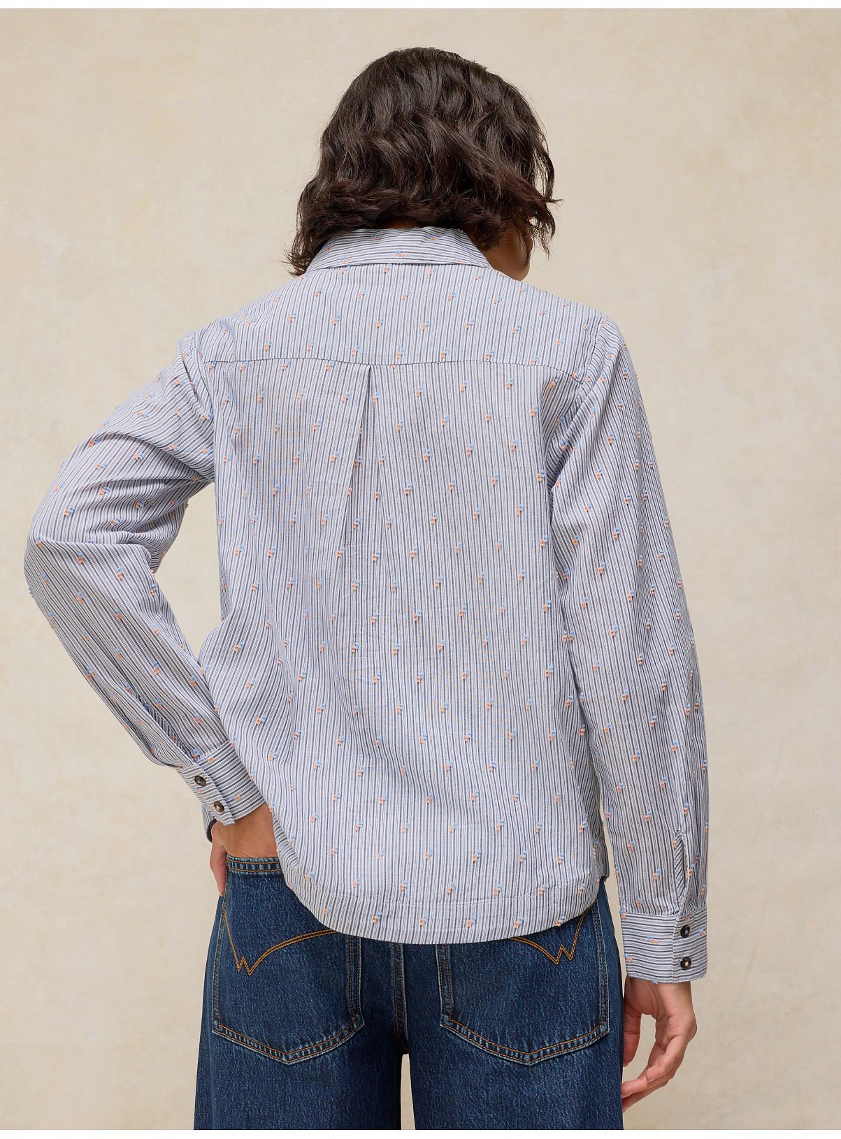WHITE STUFF Libby Organic Cotton Blue Stripe Embroidered Shirt 8 - Image 2 thumbnail
