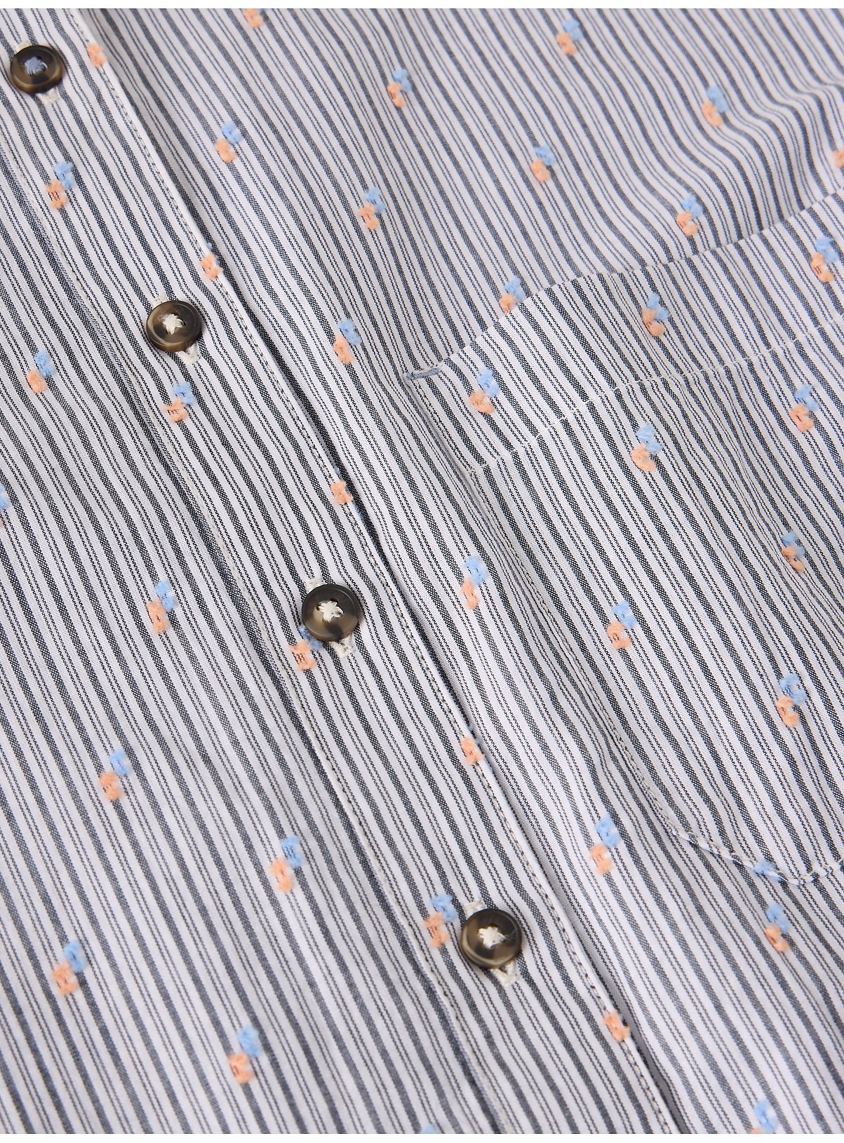 WHITE STUFF Libby Organic Cotton Blue Stripe Embroidered Shirt 8 - Image 6 thumbnail