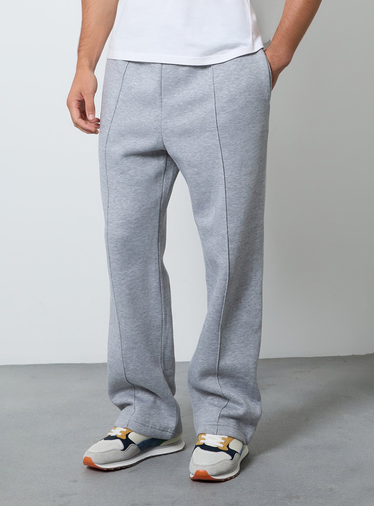 BURTON Grey Marl Pintuck Straight Leg Joggers M - Image 1 thumbnail