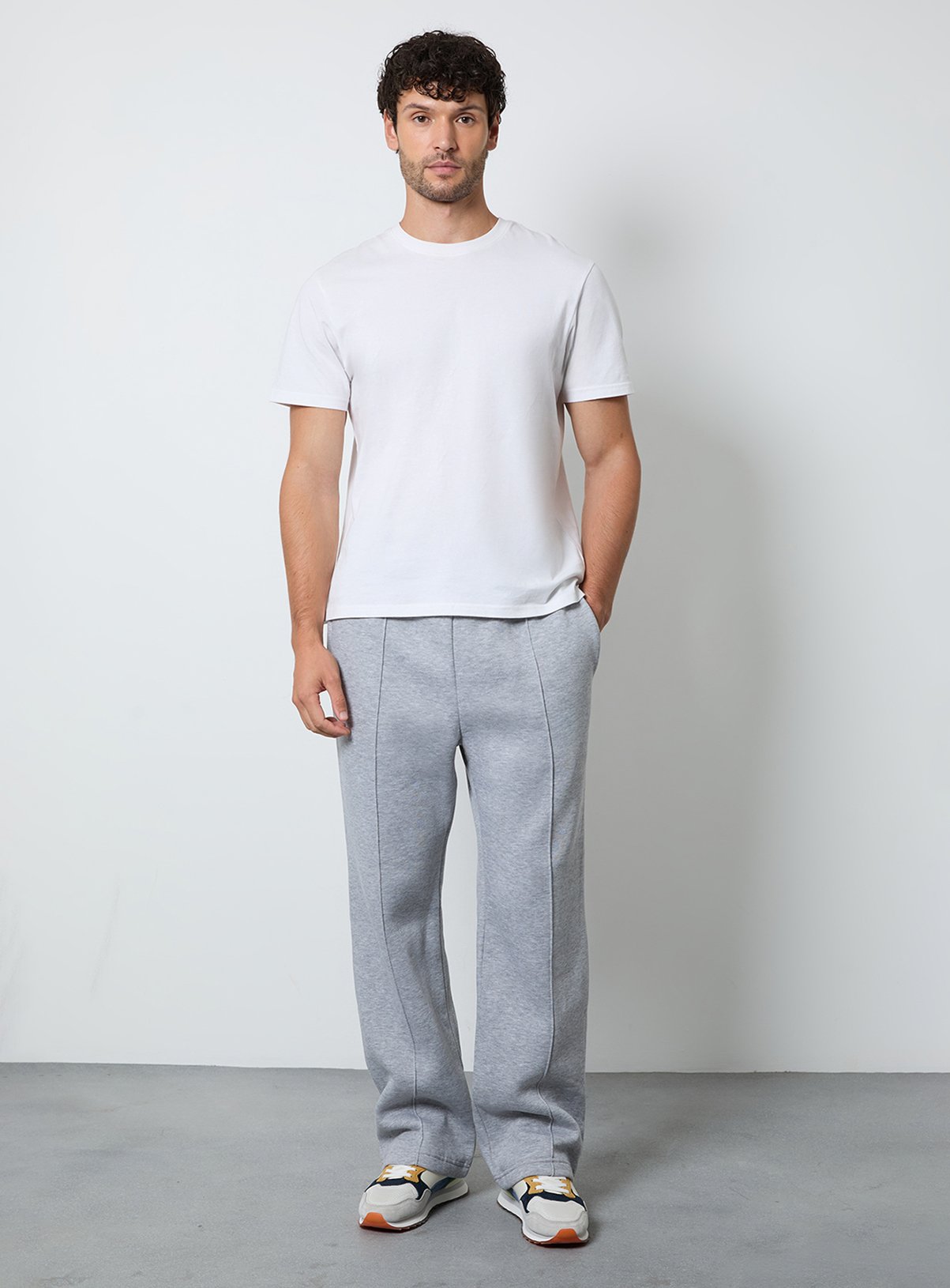 BURTON Grey Marl Pintuck Straight Leg Joggers M - Image 2 thumbnail