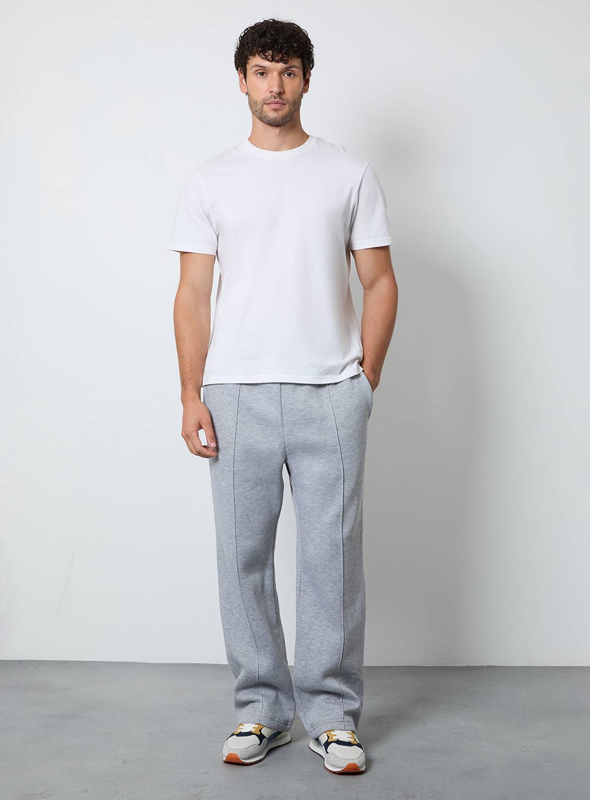 BURTON Grey Marl Pintuck Straight Leg Joggers M - Image 2