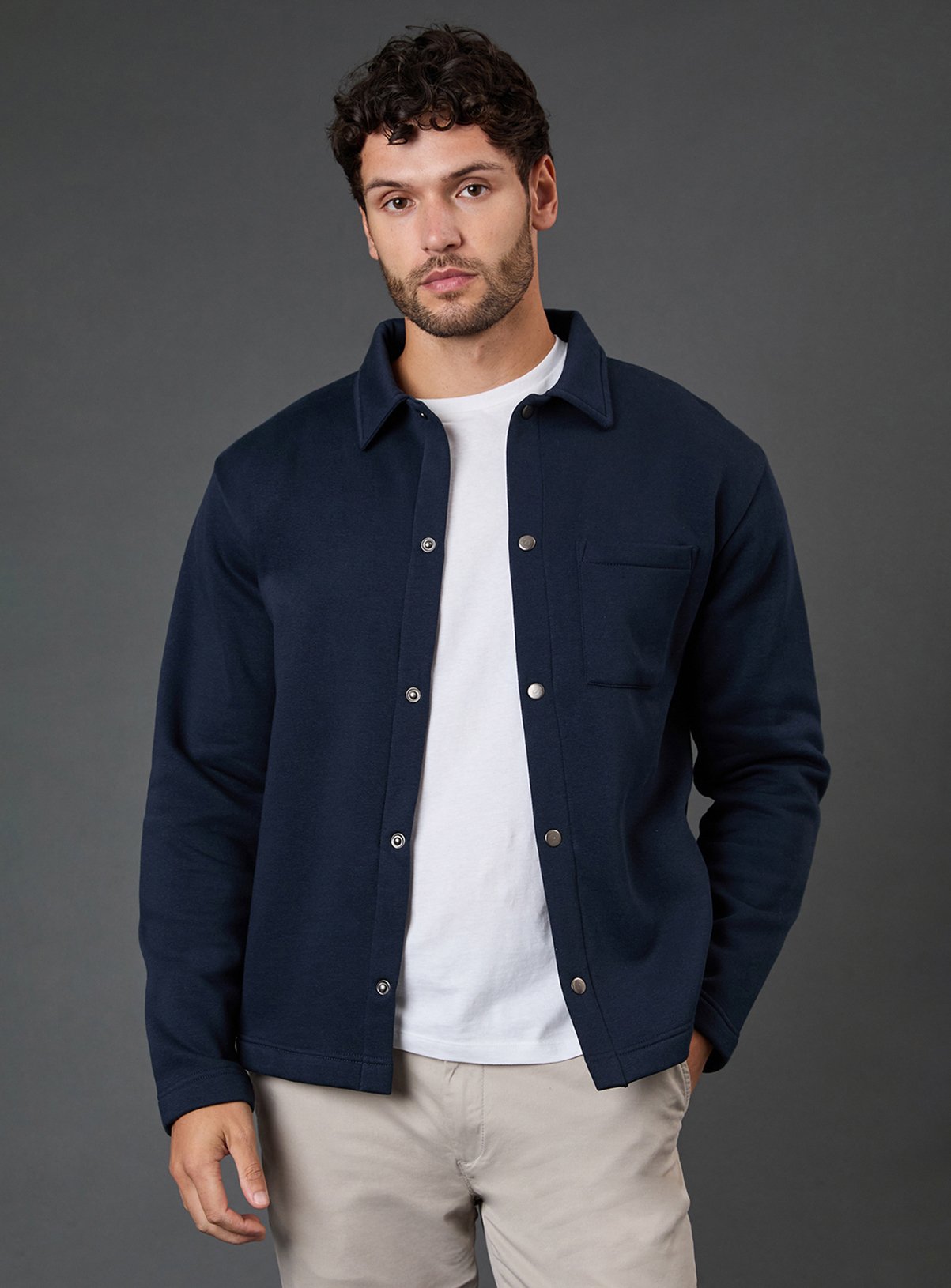 BURTON Navy Jersey Overshirt S - Image 1 thumbnail