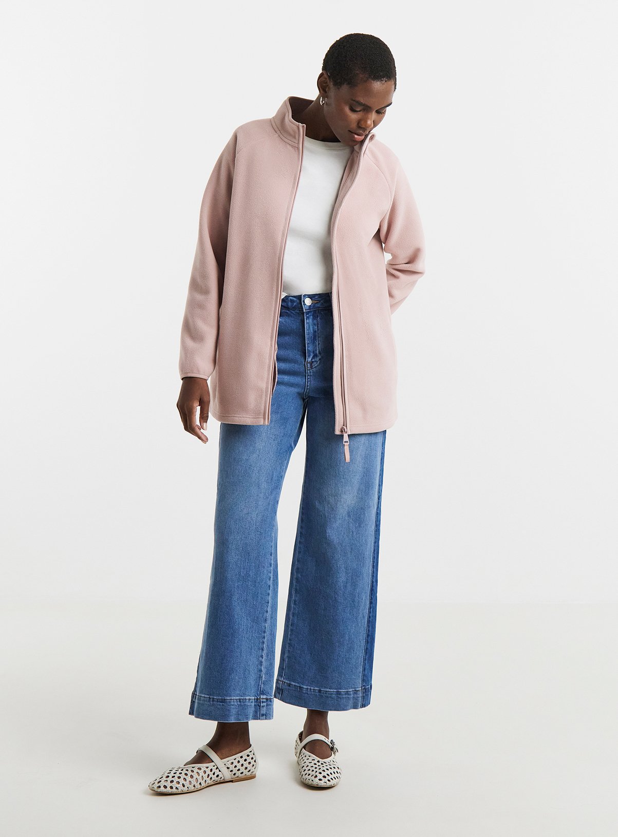 JD WILLIAMS Fleece Longline Zip Through Pink 18 - Image 3 thumbnail