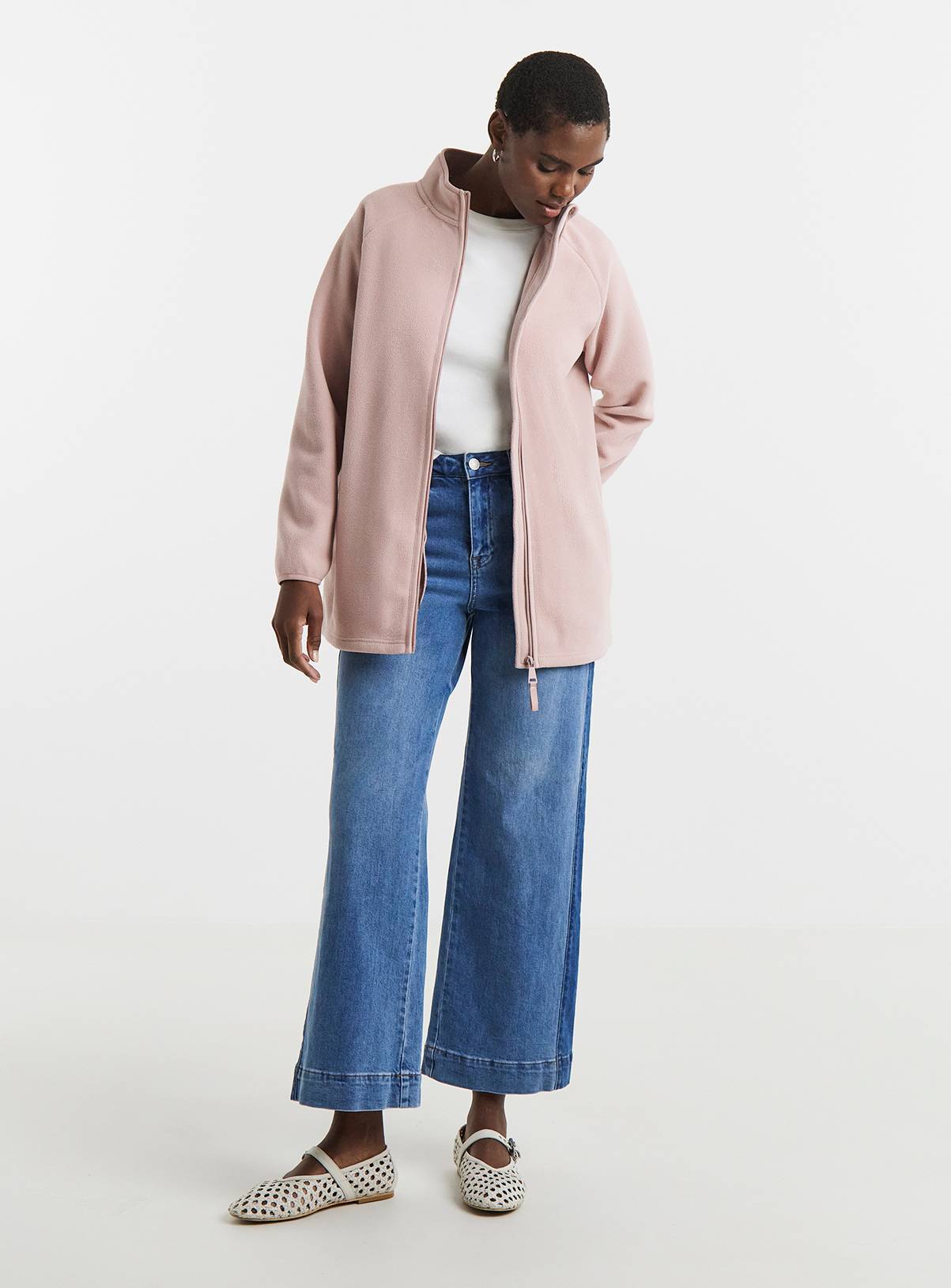 JD WILLIAMS Fleece Longline Zip Through Pink 18 - Image 3