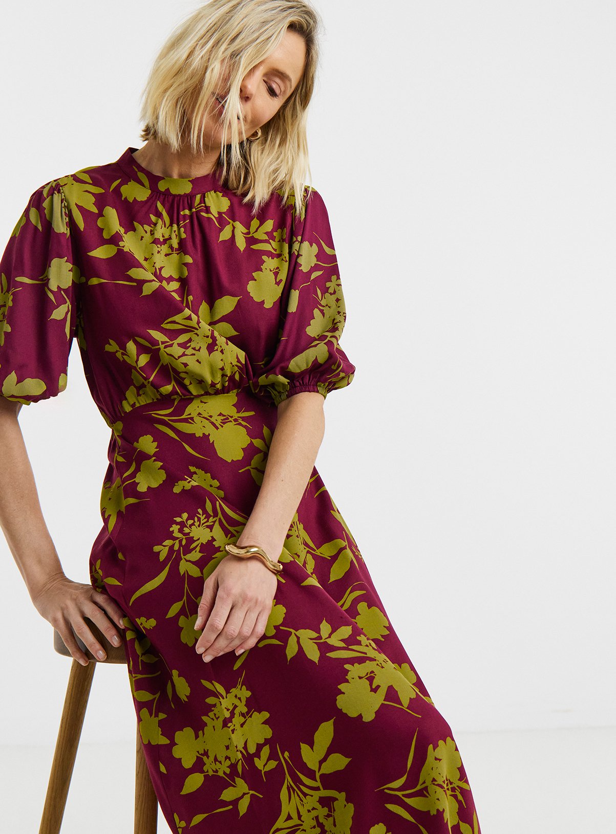 JD WILLIAMS Puff Sleeve Tea Dress 10 - Image 3 thumbnail