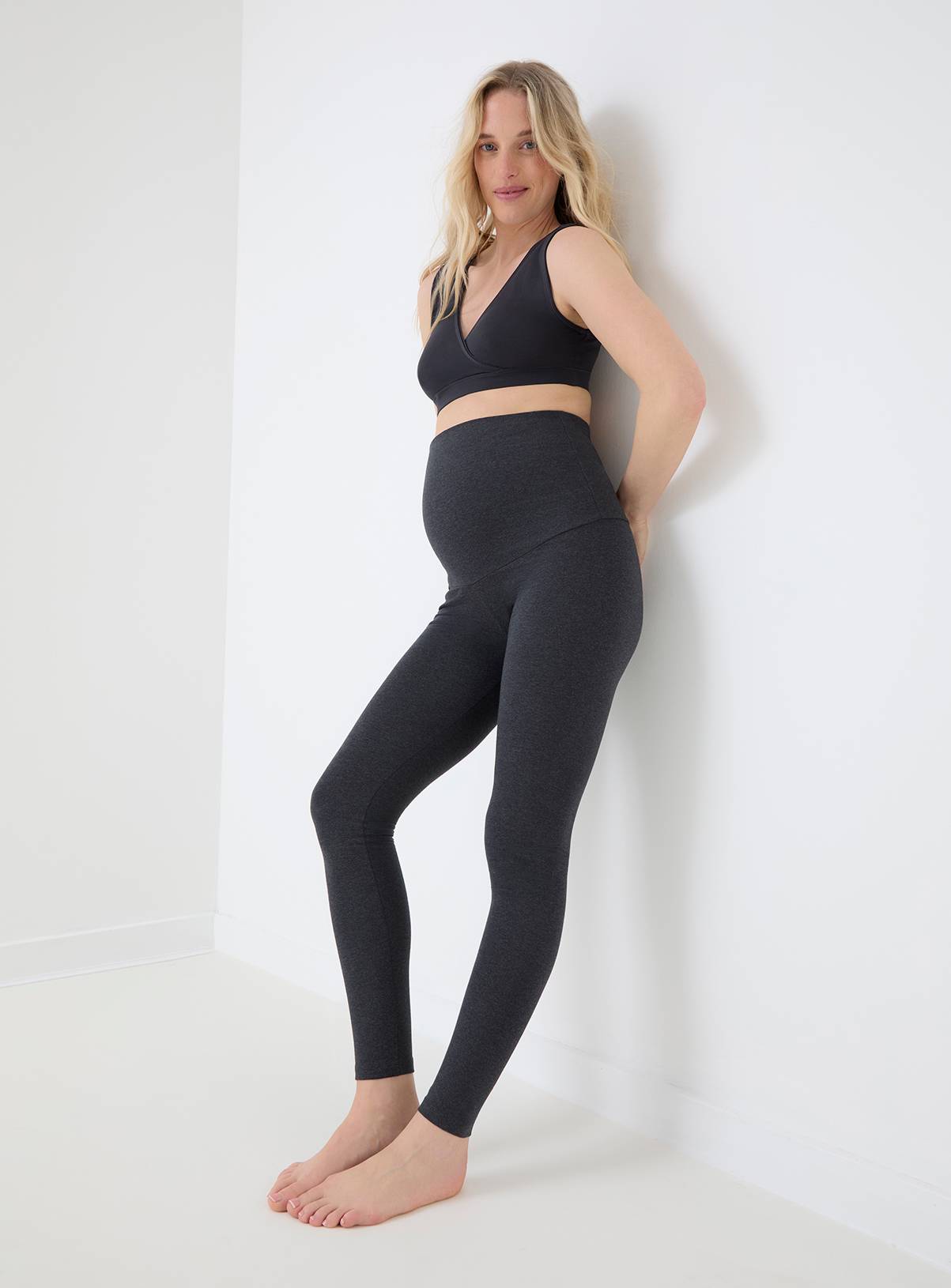 JOJO MAMAN BÉBÉ Cotton Rich Maternity Leggings Grey 18 - Image 2