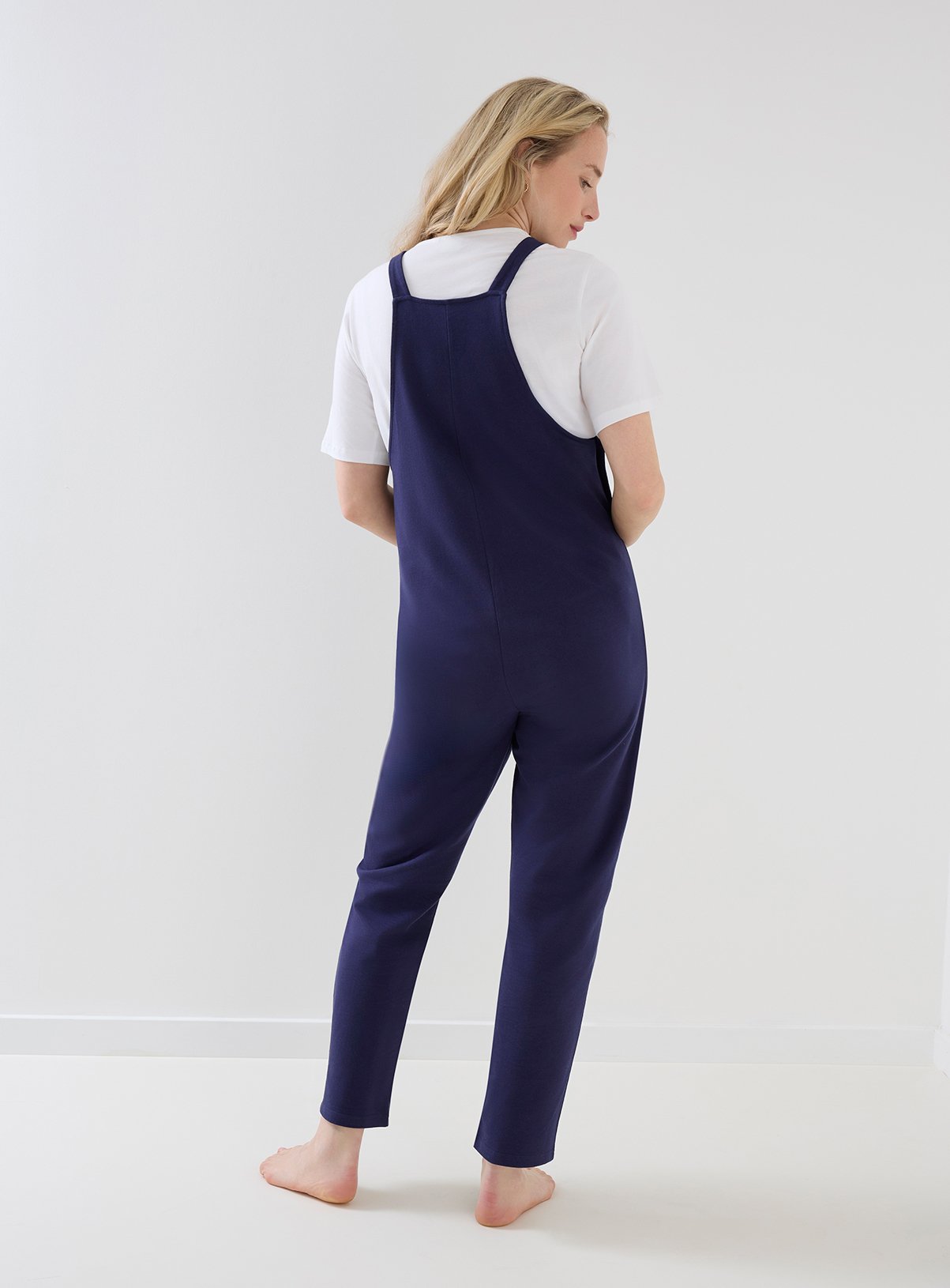 JOJO MAMAN BÉBÉ Maternity Jersey Side Pocket Dungaree Navy XS - Image 3 thumbnail