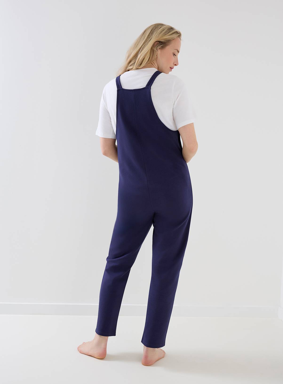 JOJO MAMAN BÉBÉ Maternity Jersey Side Pocket Dungaree Navy XS - Image 3