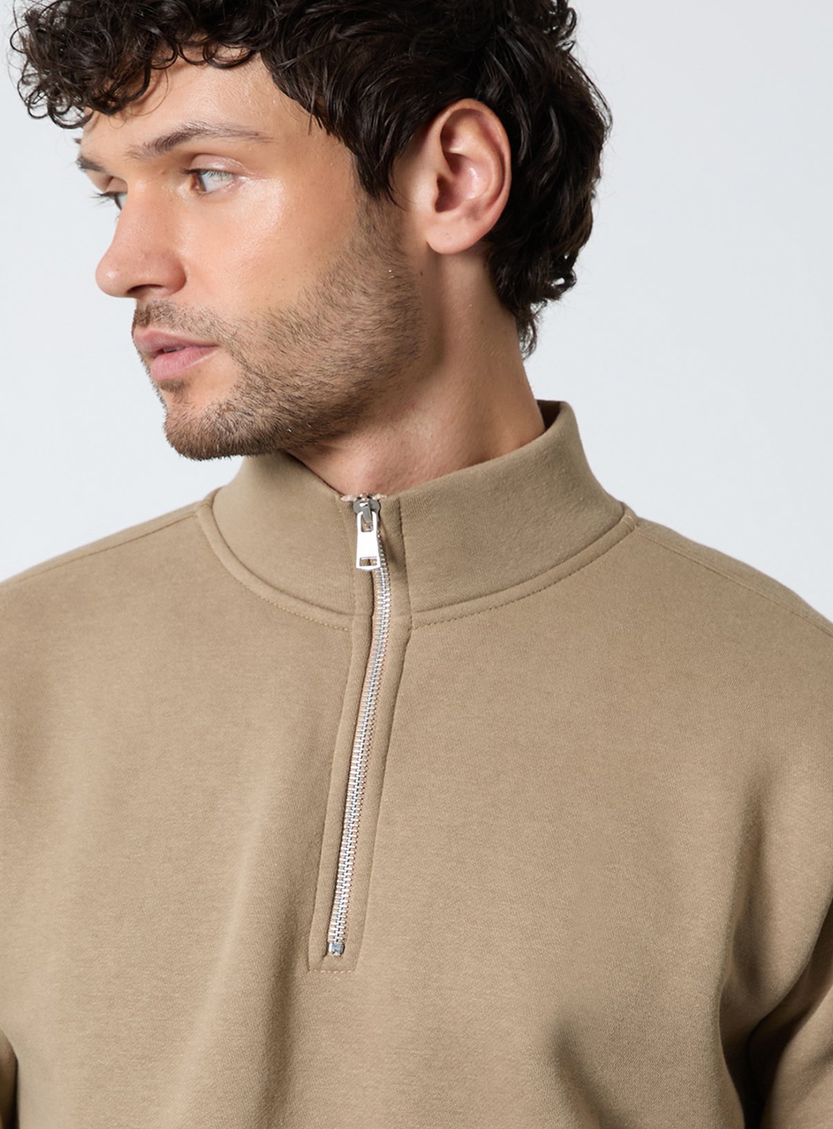 BURTON Taupe Half Zip Jersey Sweatshirt XL - Image 2 thumbnail
