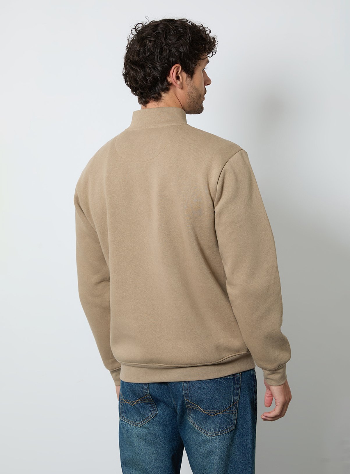 BURTON Taupe Half Zip Jersey Sweatshirt XL - Image 3 thumbnail