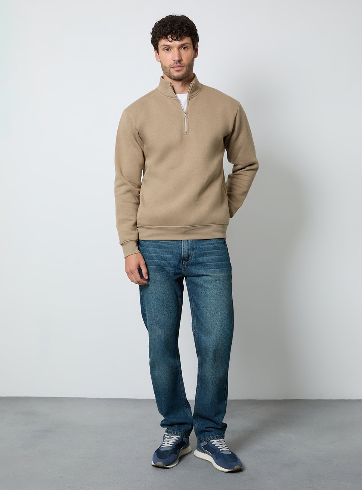 BURTON Taupe Half Zip Jersey Sweatshirt XL - Image 4 thumbnail