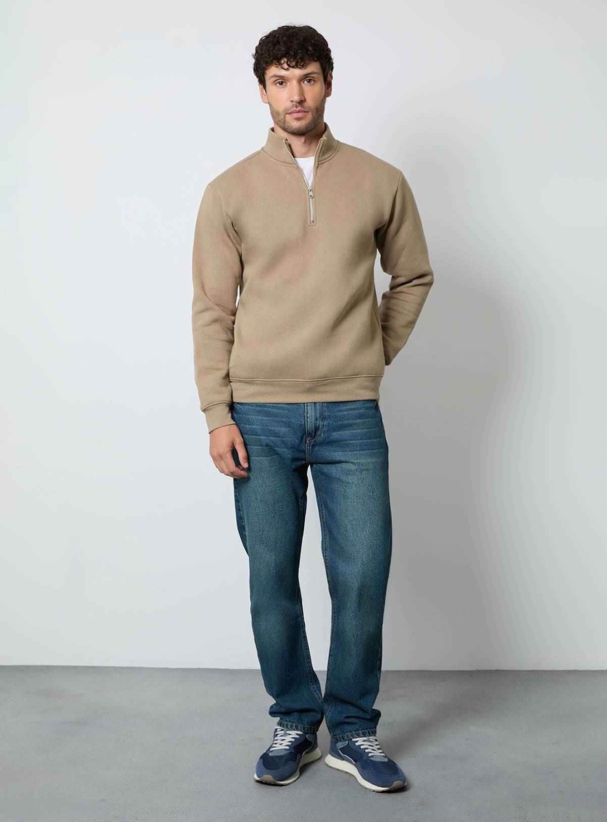 BURTON Taupe Half Zip Jersey Sweatshirt XL - Image 4