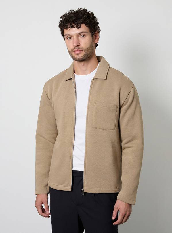 BURTON Taupe Zip Through Jersey Overshirt XXL
