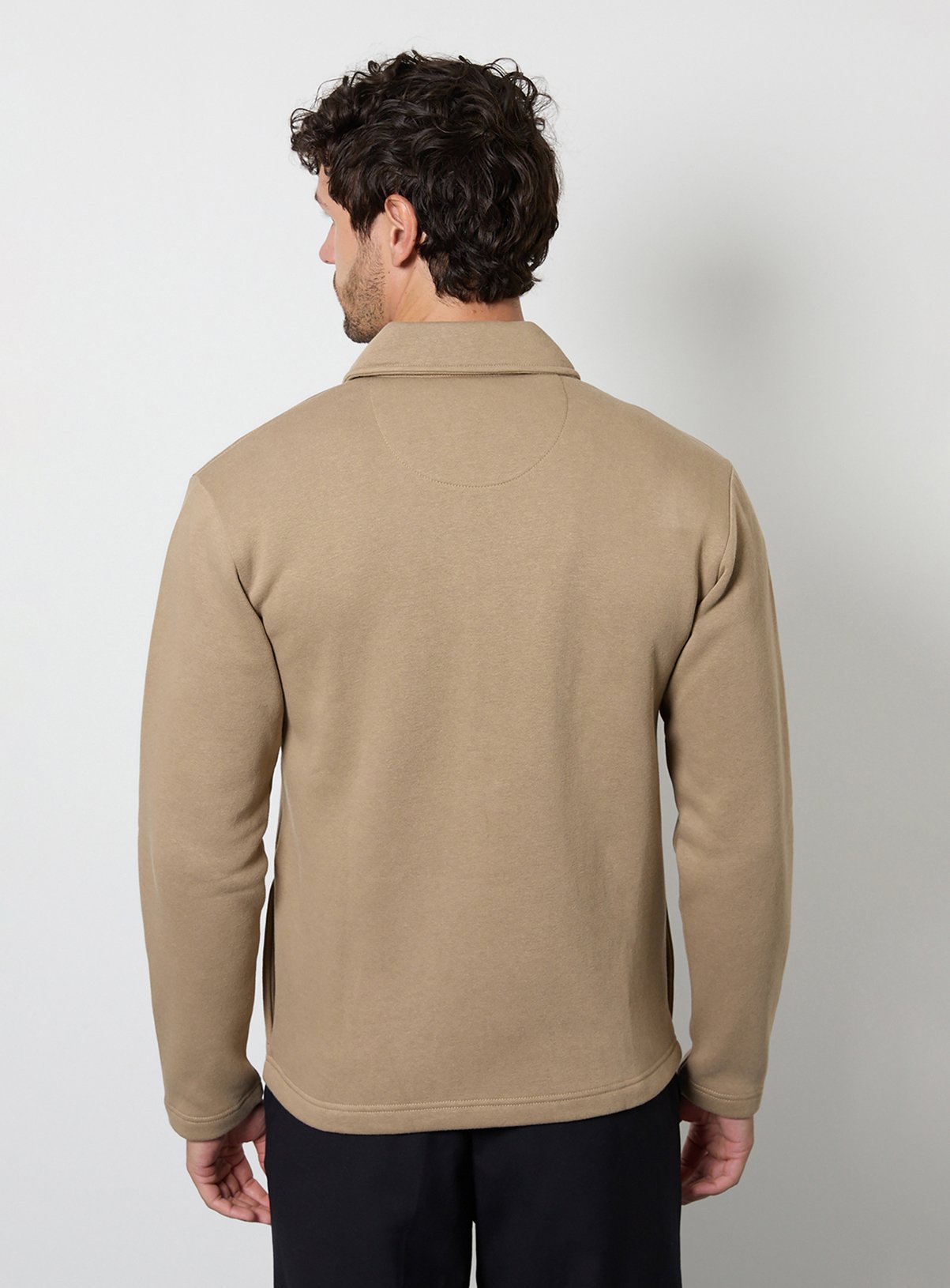 BURTON Taupe Zip Through Jersey Overshirt XXL - Image 3 thumbnail
