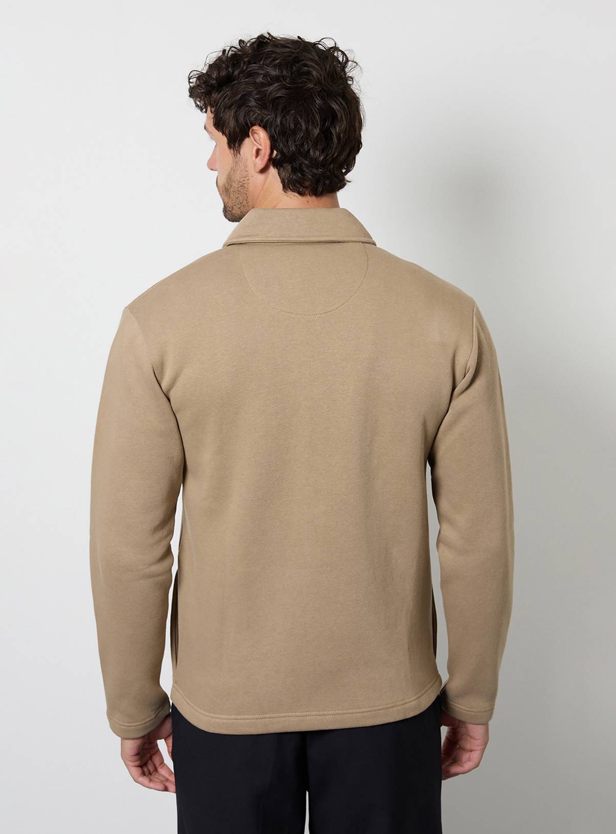 BURTON Taupe Zip Through Jersey Overshirt XXL - Image 3