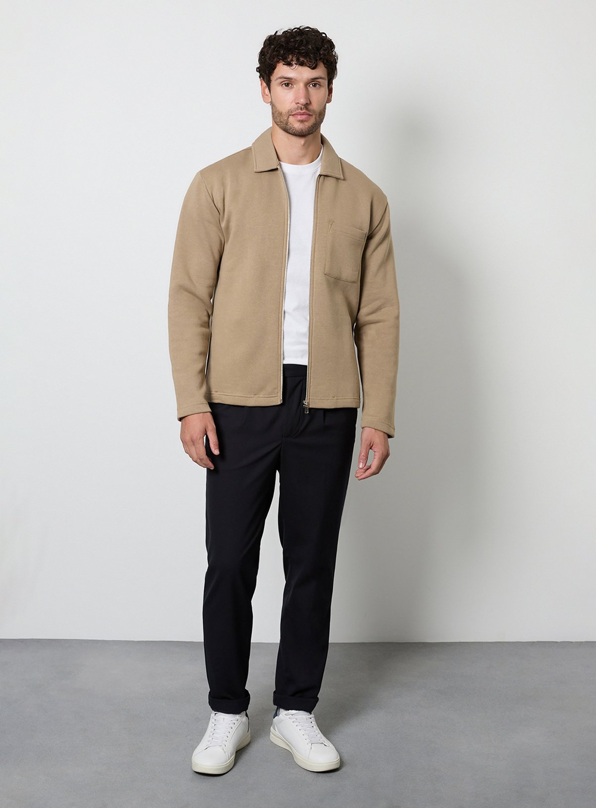 BURTON Taupe Zip Through Jersey Overshirt XXL - Image 4 thumbnail