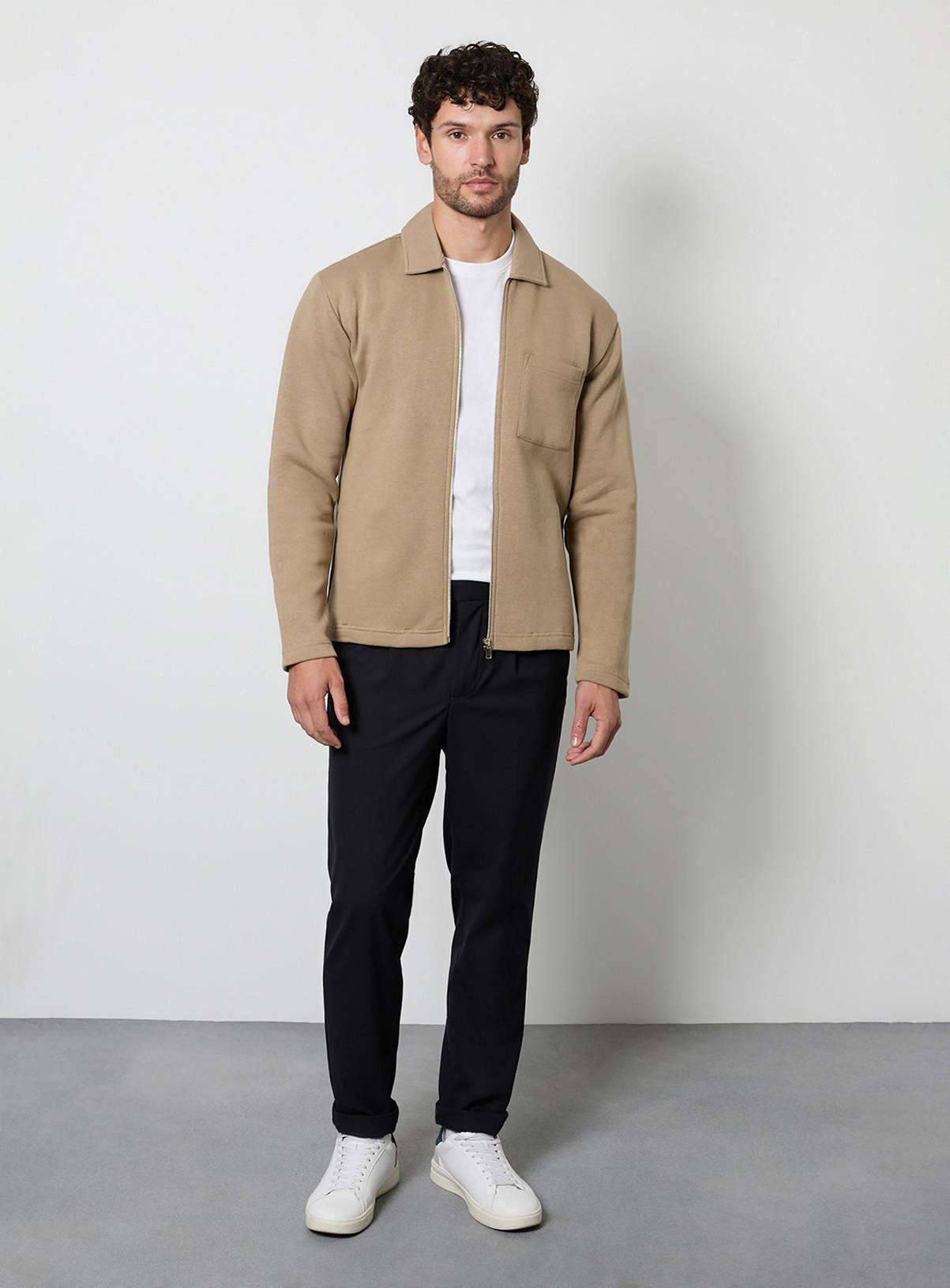 BURTON Taupe Zip Through Jersey Overshirt XXL - Image 4