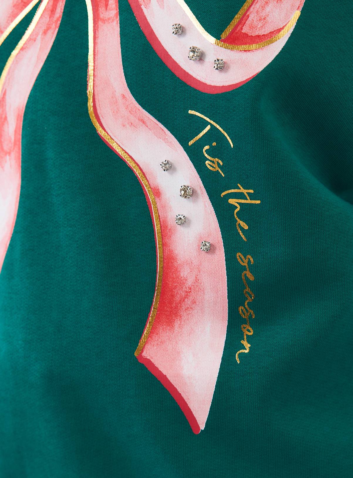Green Christmas Bow Crewneck Sweater XL - Image 3