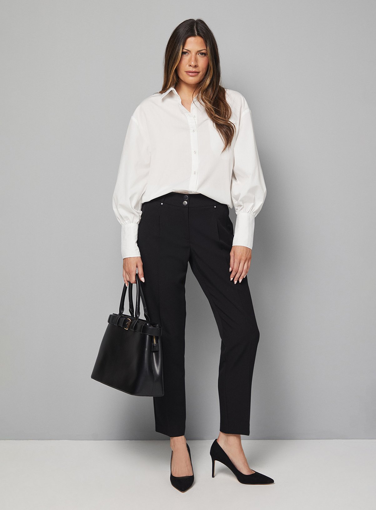 WALLIS Black Smart Tapered Leg Trousers 18 - Image 2 thumbnail