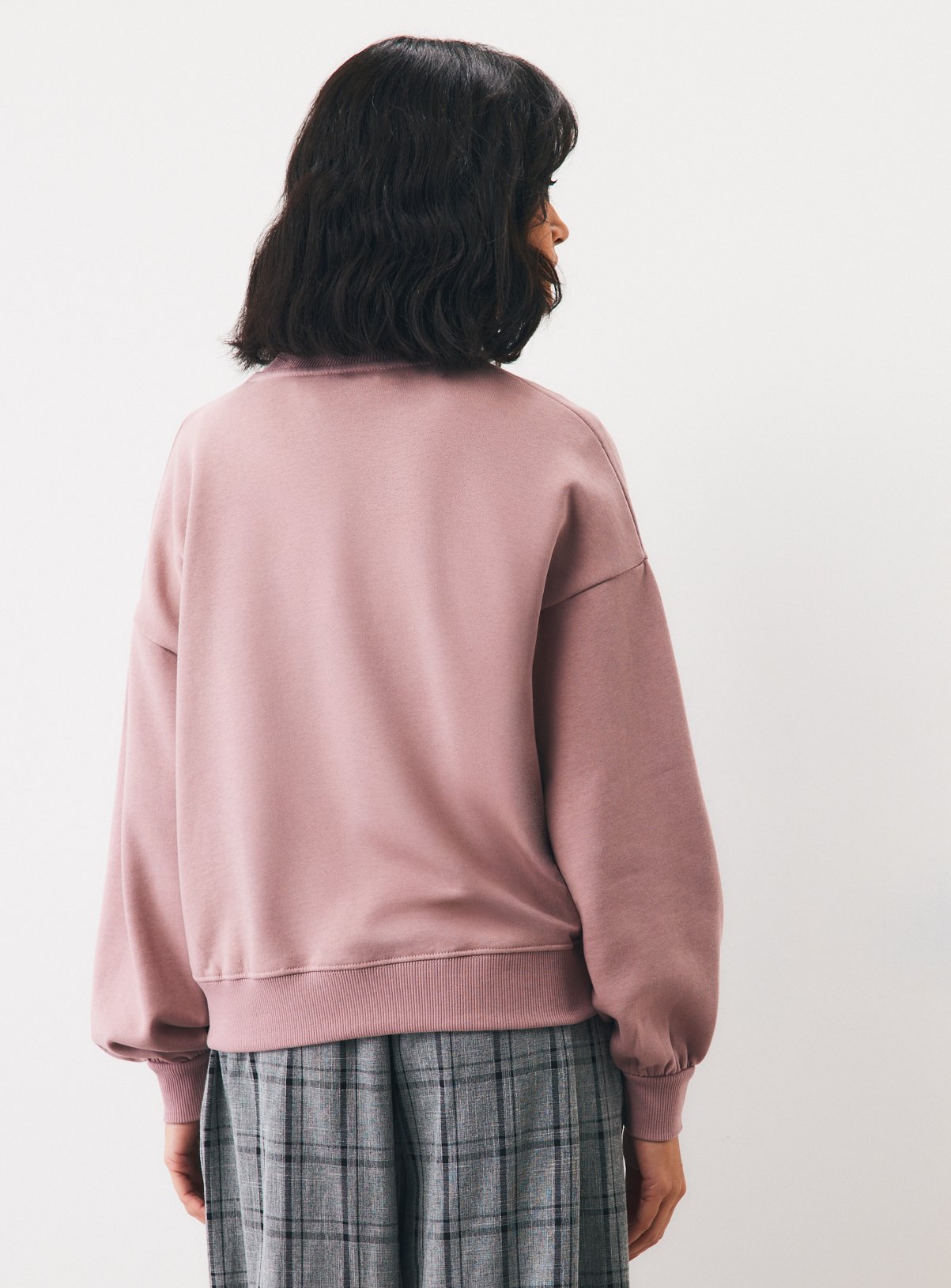 Pale Pink Flower Embellished Crewneck Sweatshirt XL - Image 4 thumbnail
