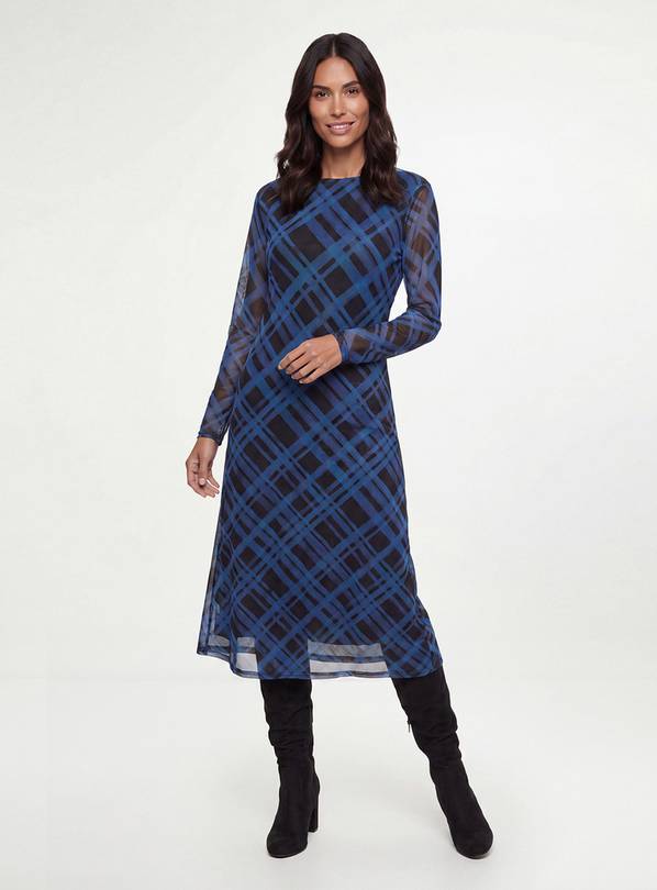 WALLIS Check Mesh Midi Dress 22