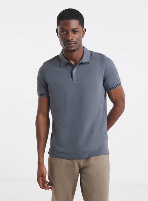 JACAMO Tipped Pique Polo Long L