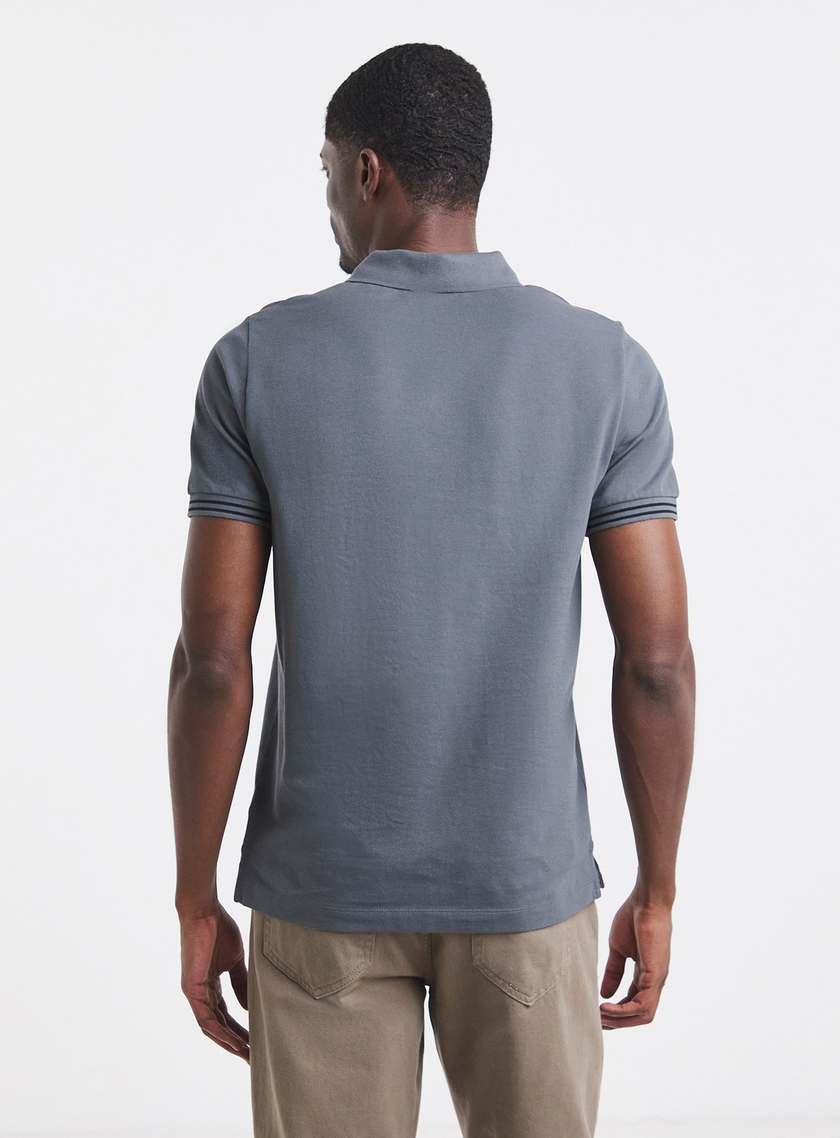 JACAMO Tipped Pique Polo Long Grey L - Image 2 thumbnail