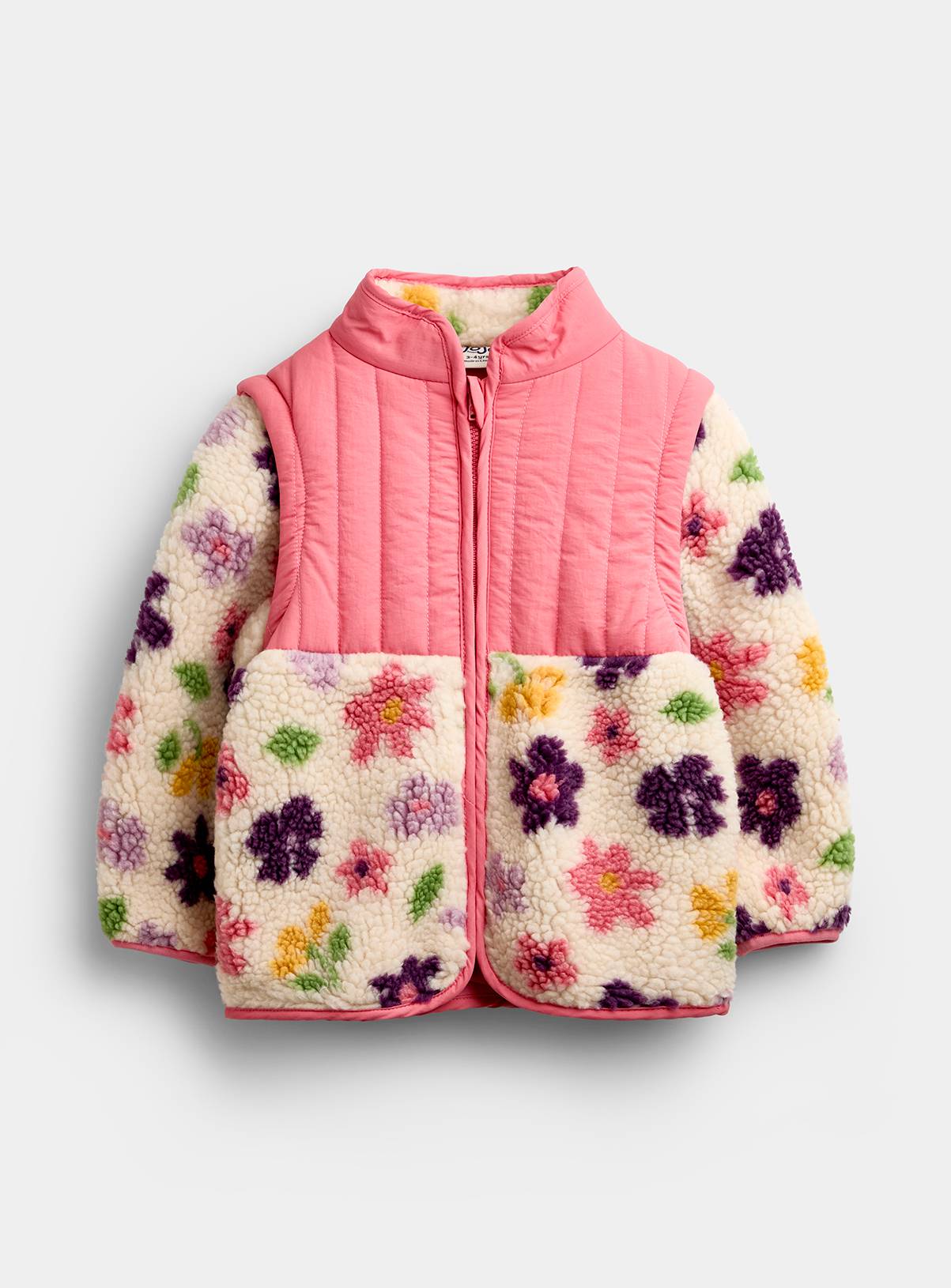 JOJO MAMAN BÉBÉ 2 In 1 Bold Flower Fleece Gilet Jacket Cream 18-24 months - Image 1