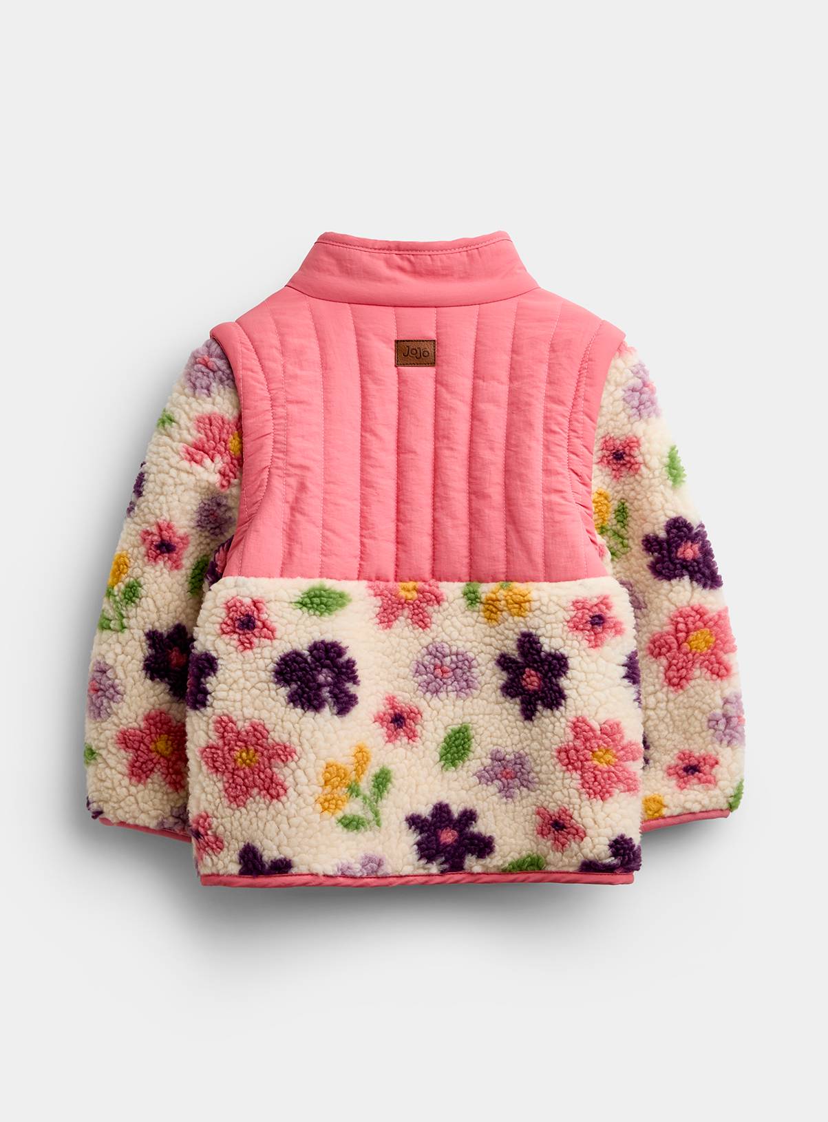 JOJO MAMAN BÉBÉ 2 In 1 Bold Flower Fleece Gilet Jacket Cream 18-24 months - Image 3