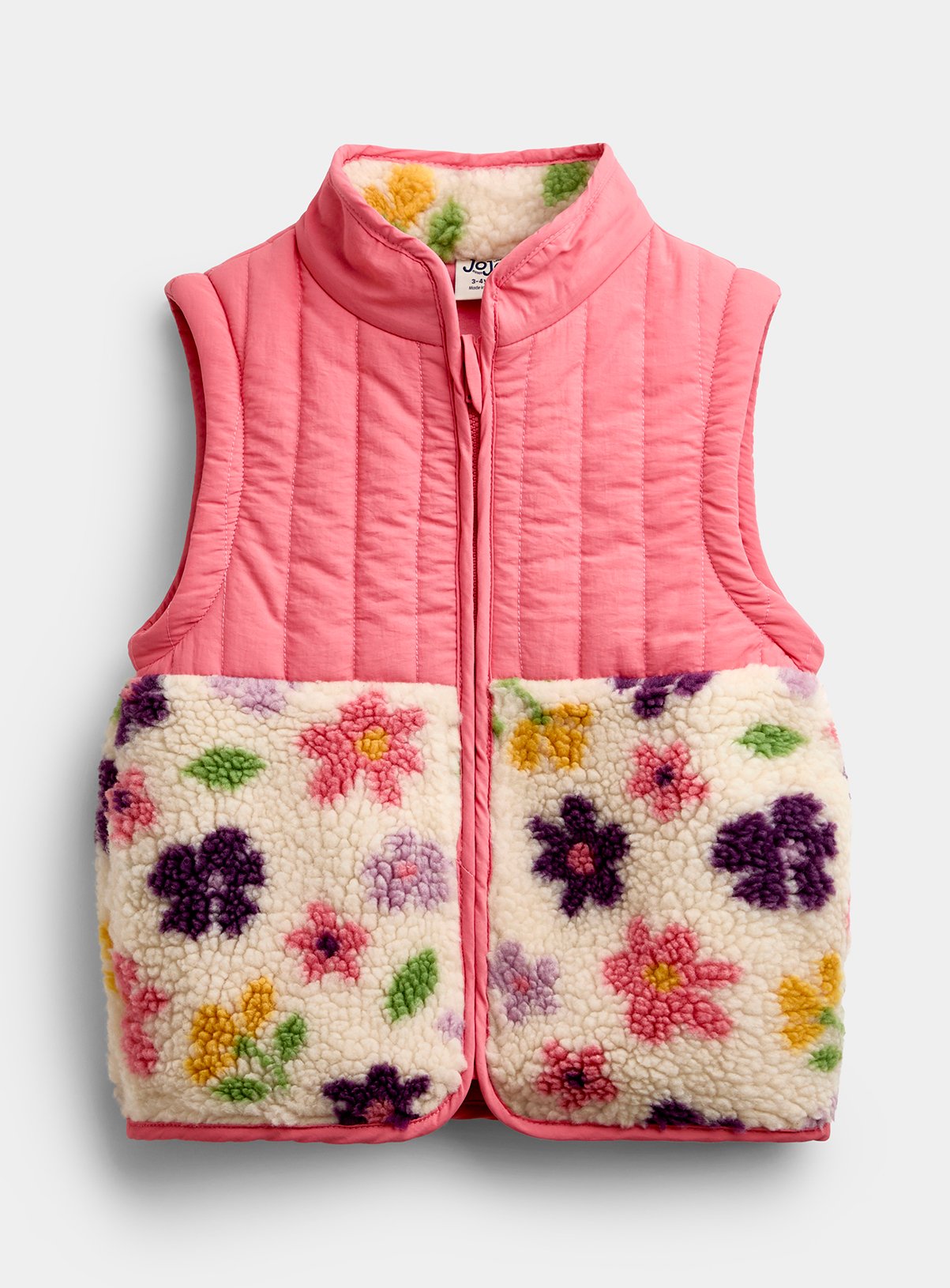 JOJO MAMAN BÉBÉ 2 In 1 Bold Flower Fleece Gilet Jacket Cream 18-24 months - Image 4 thumbnail