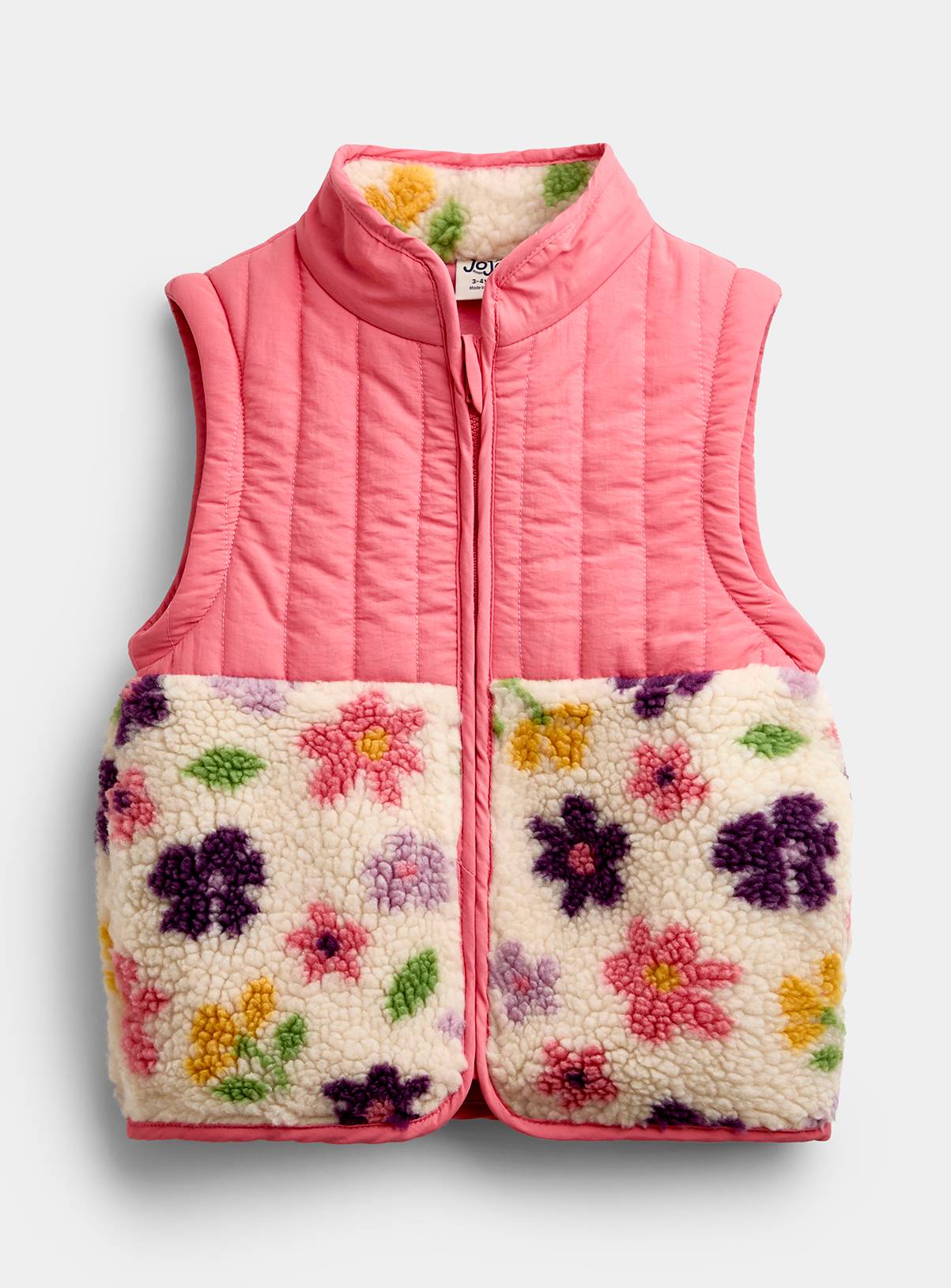 JOJO MAMAN BÉBÉ 2 In 1 Bold Flower Fleece Gilet Jacket Cream 18-24 months - Image 4