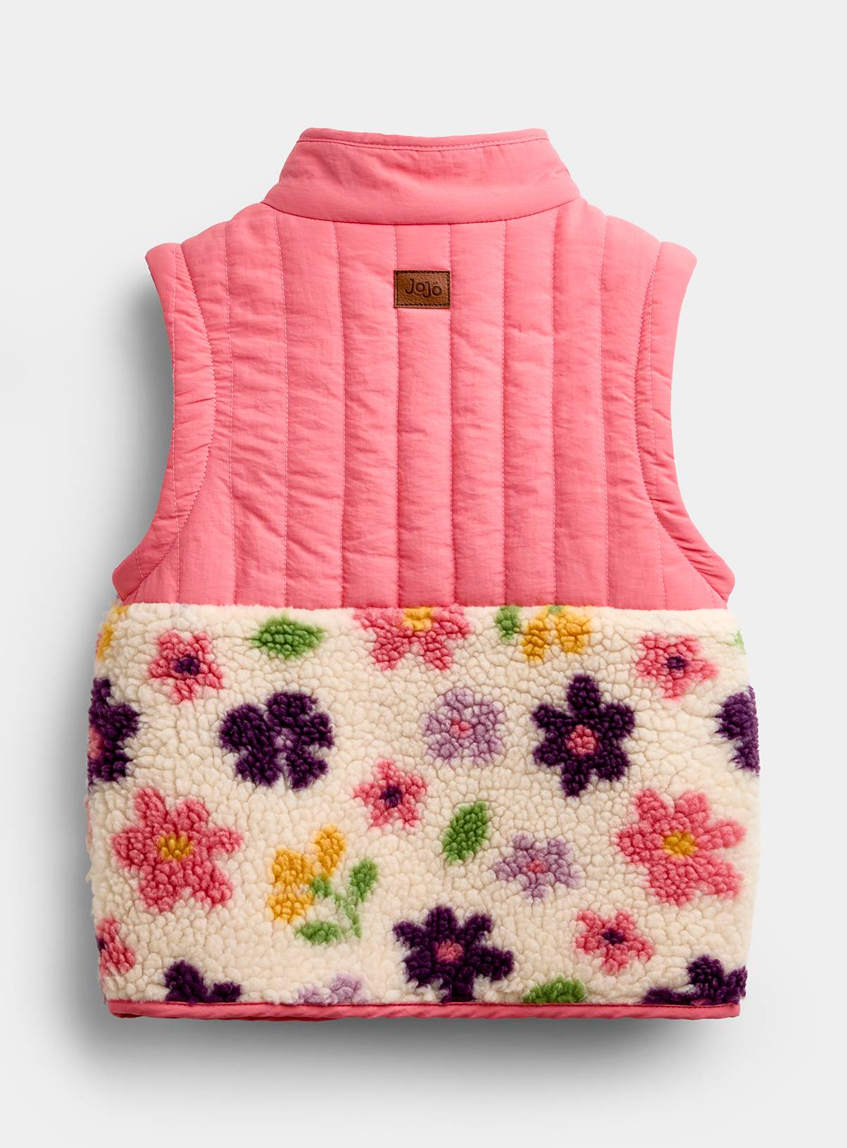 JOJO MAMAN BÉBÉ 2 In 1 Bold Flower Fleece Gilet Jacket Cream 18-24 months - Image 5