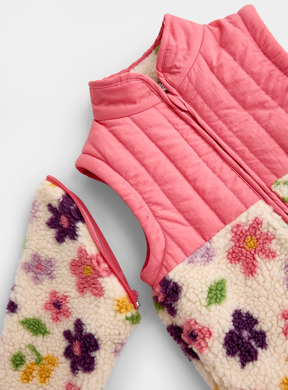JOJO MAMAN BÉBÉ 2 In 1 Bold Flower Fleece Gilet Jacket Cream 18-24 months - Image 6 thumbnail